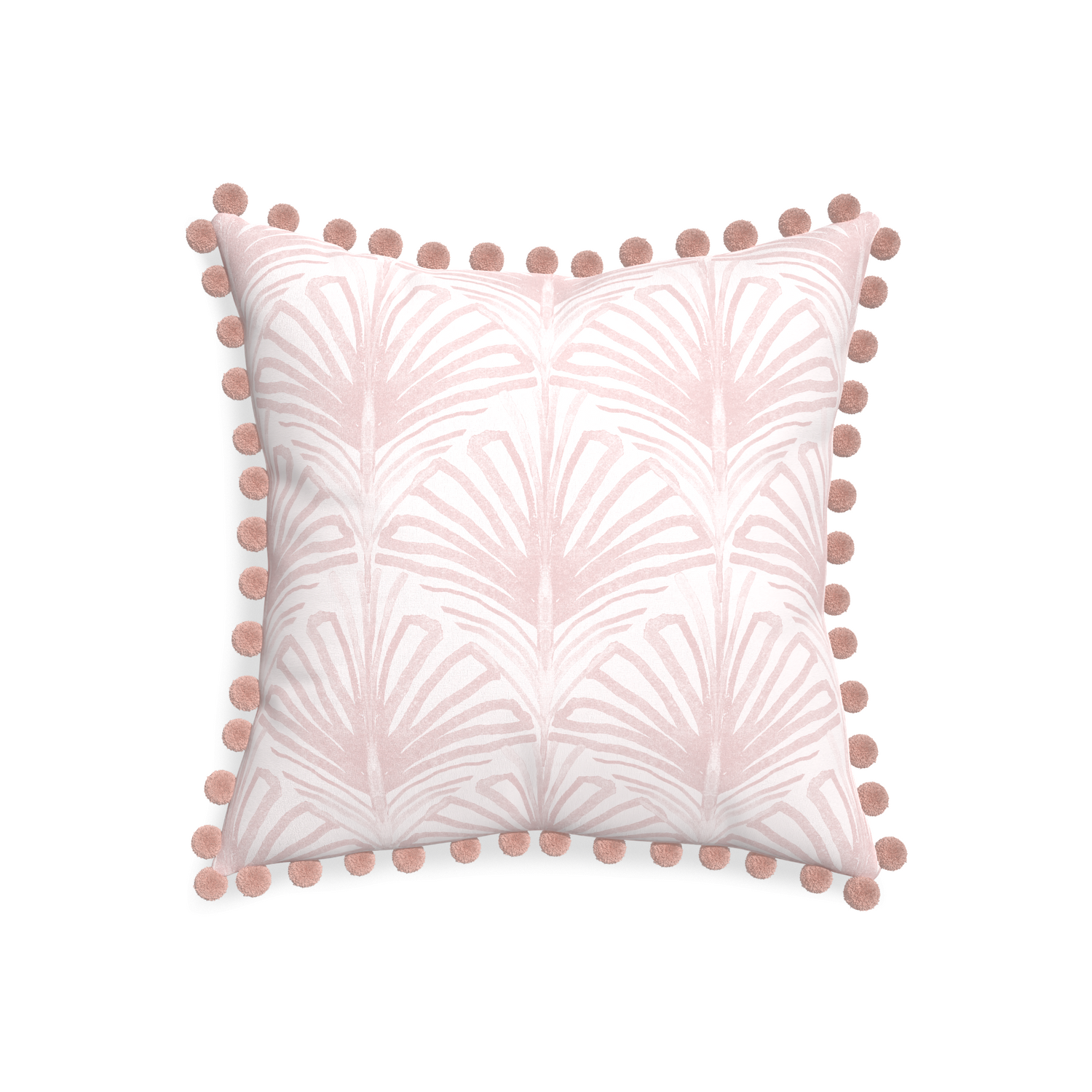 20-square suzy rose custom rose pink palmpillow with rose pom pom on white background