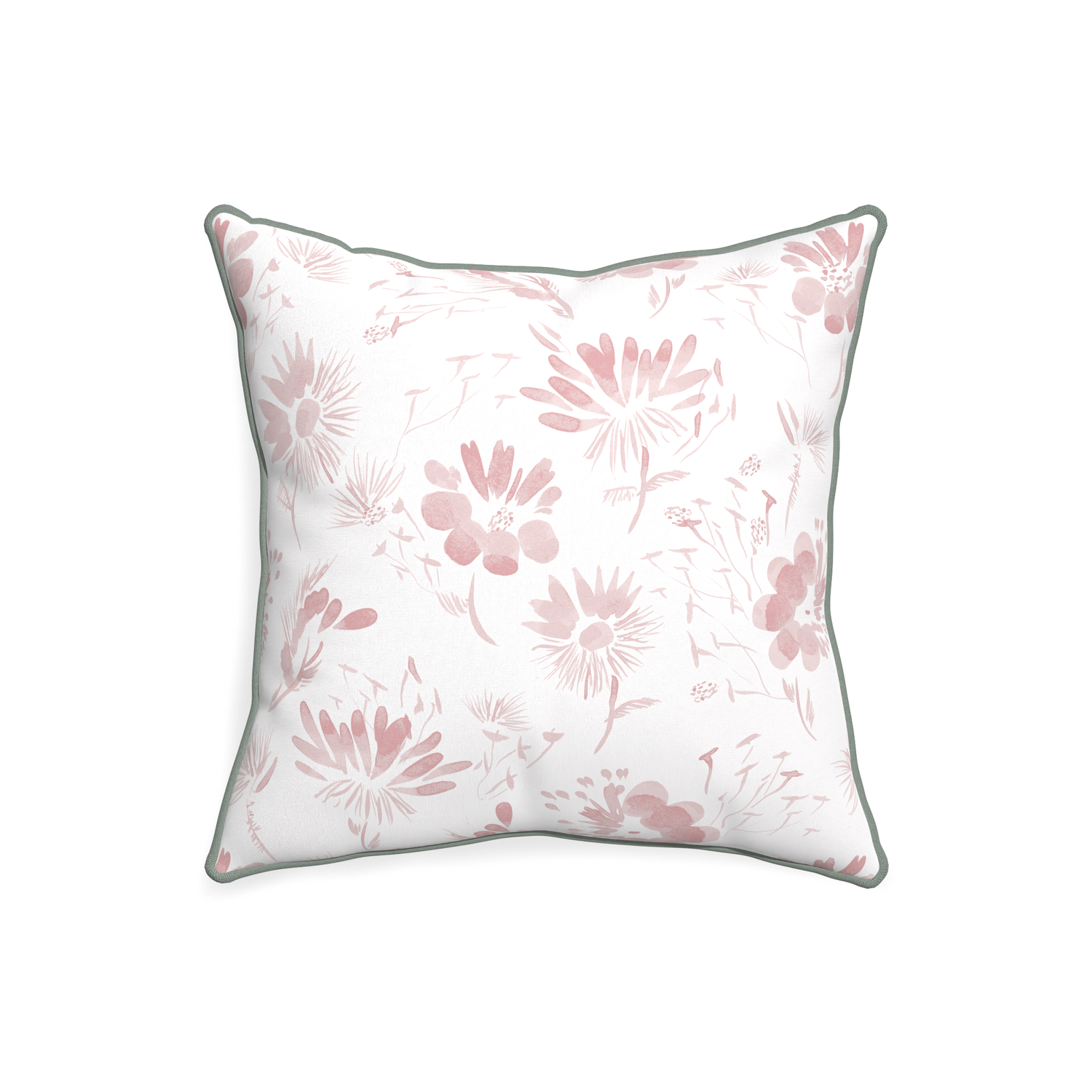 20-square blake custom pink floralpillow with sage piping on white background
