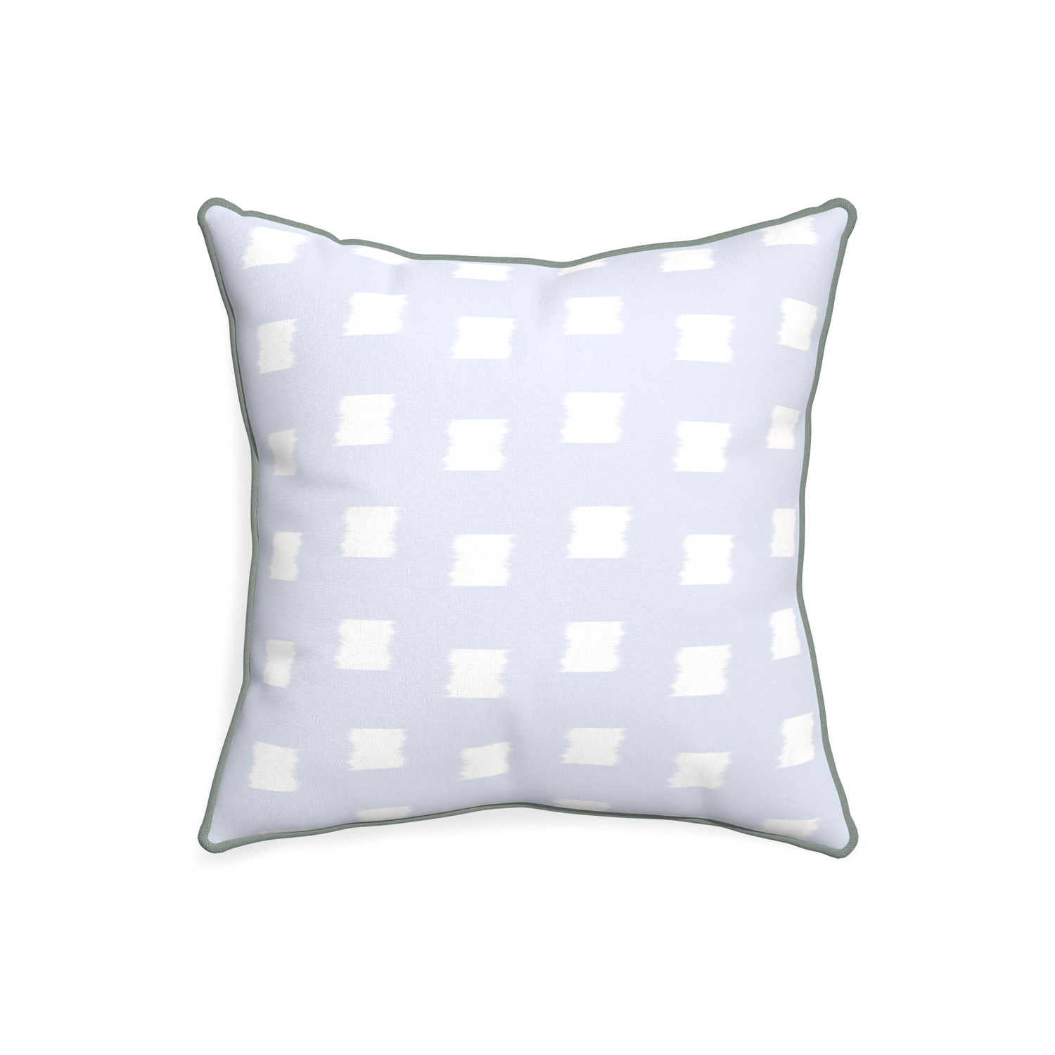 20-square denton custom sky blue patternpillow with sage piping on white background