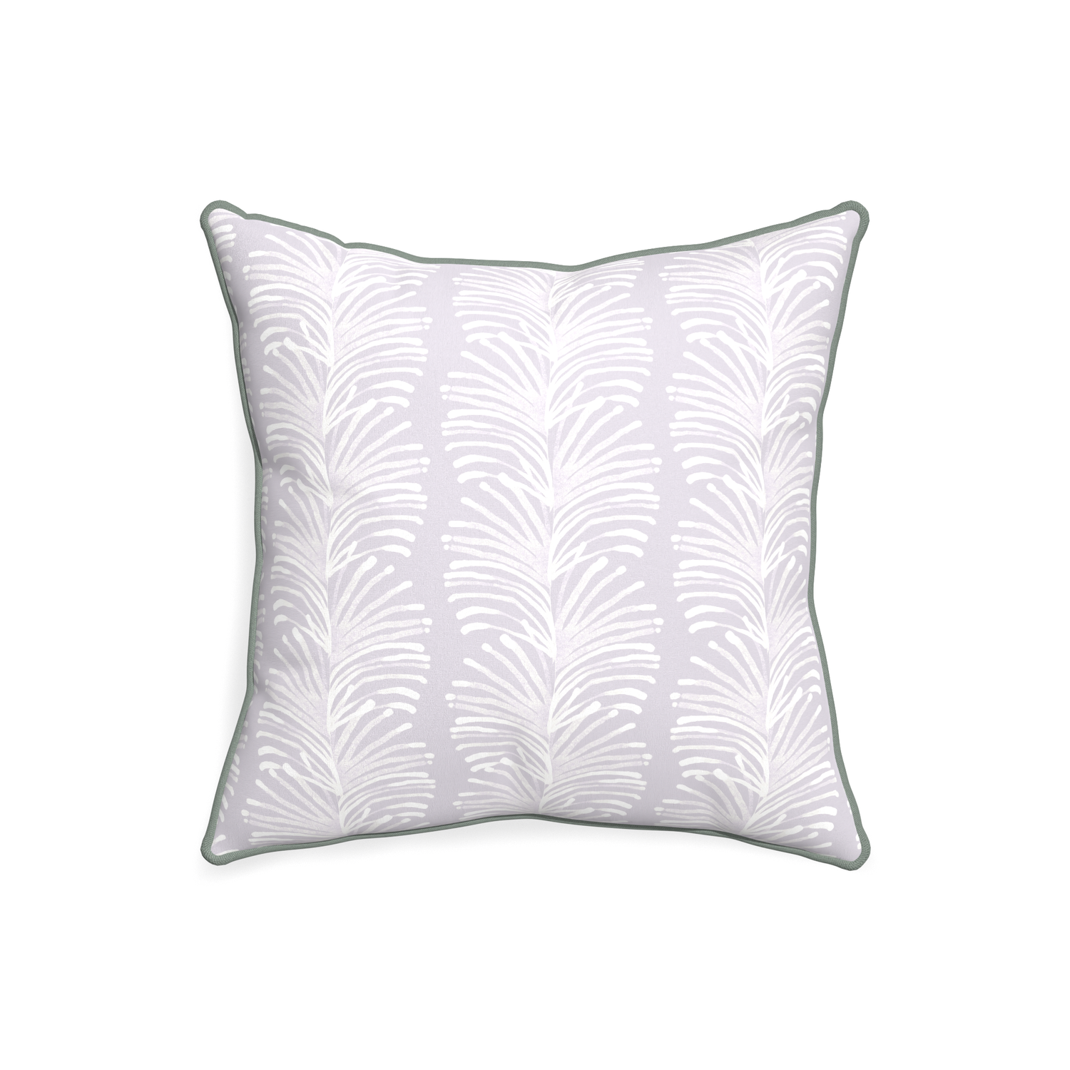 20-square emma lavender custom lavender botanical stripepillow with sage piping on white background