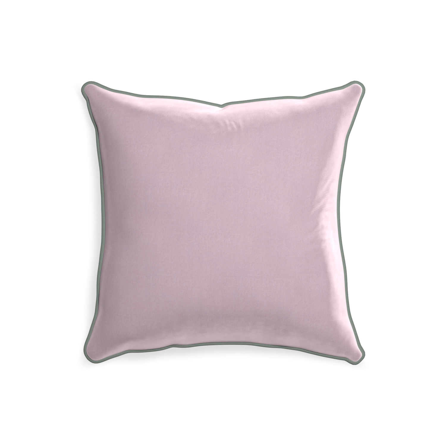 20-square lilac velvet custom lilacpillow with sage piping on white background
