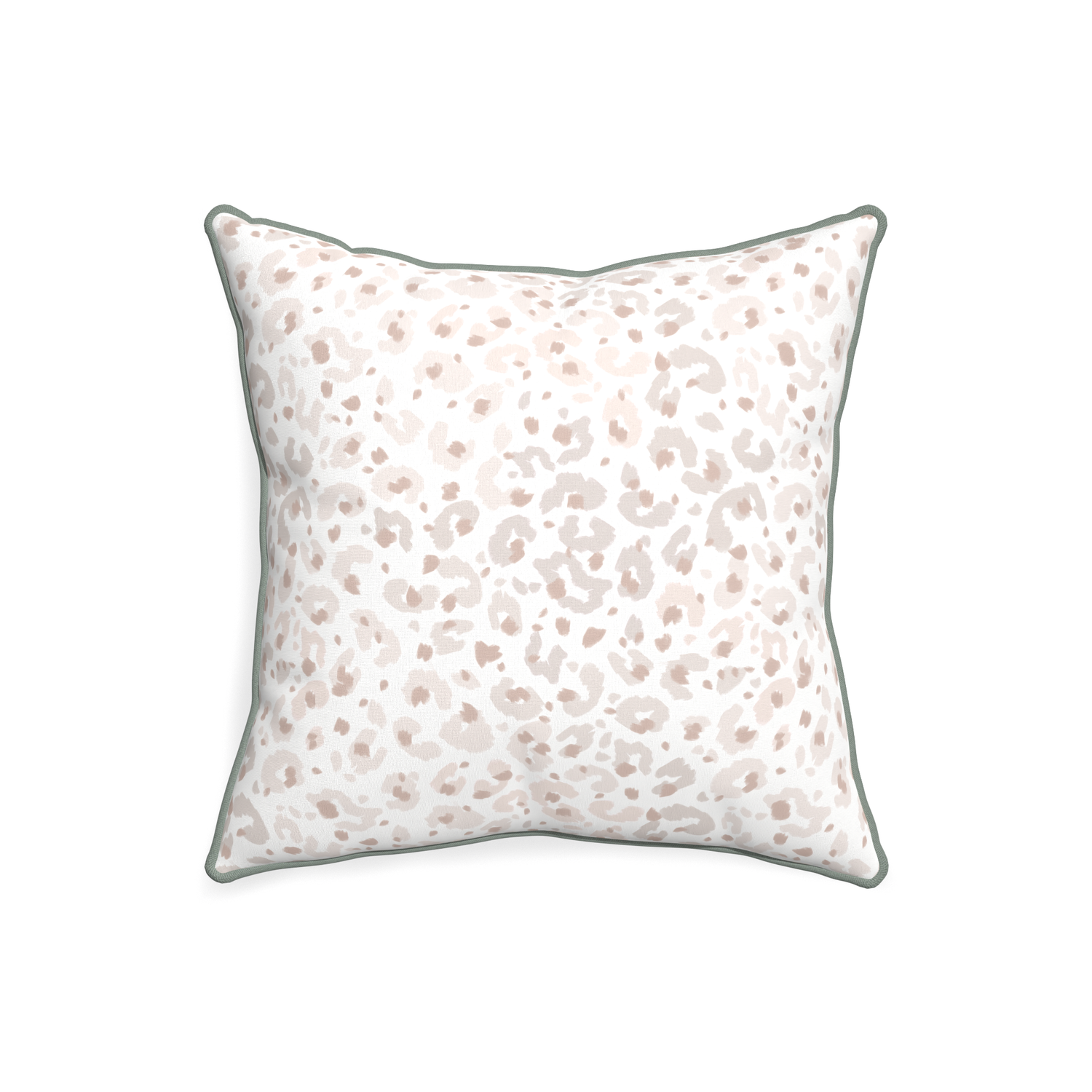 20-square rosie custom beige animal printpillow with sage piping on white background