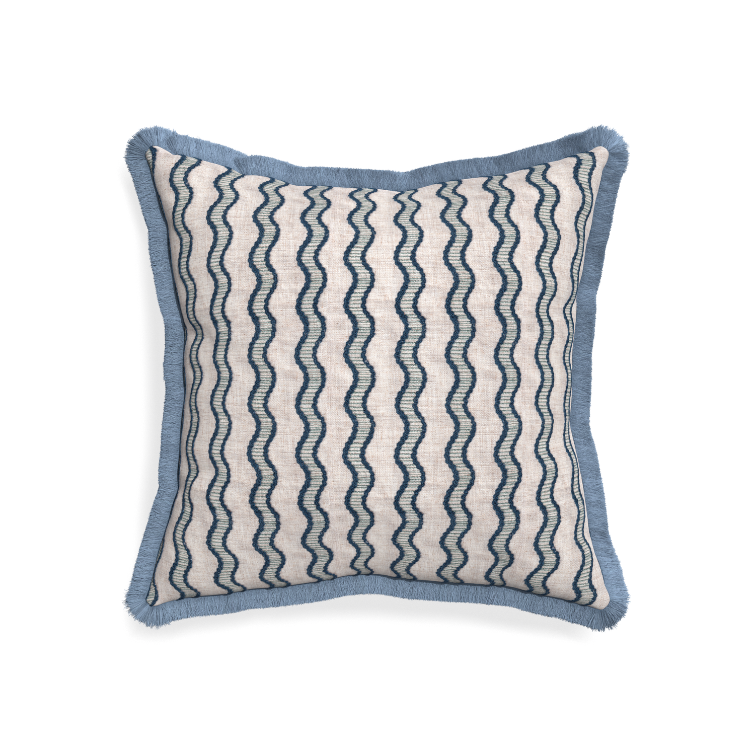 20-square beatrice custom embroidered wavepillow with sky fringe on white background