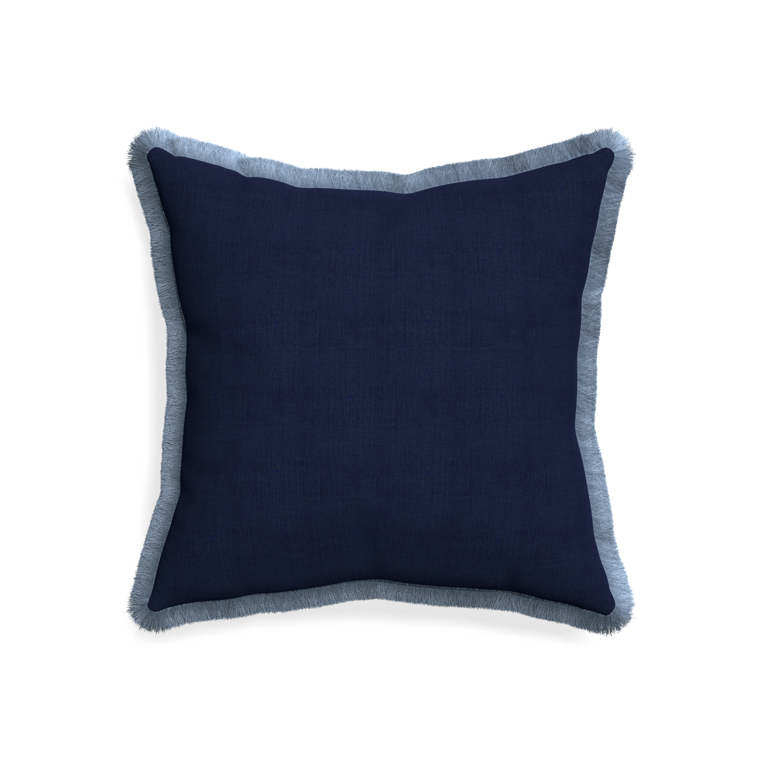 20-square midnight custom navy bluepillow with sky fringe on white background