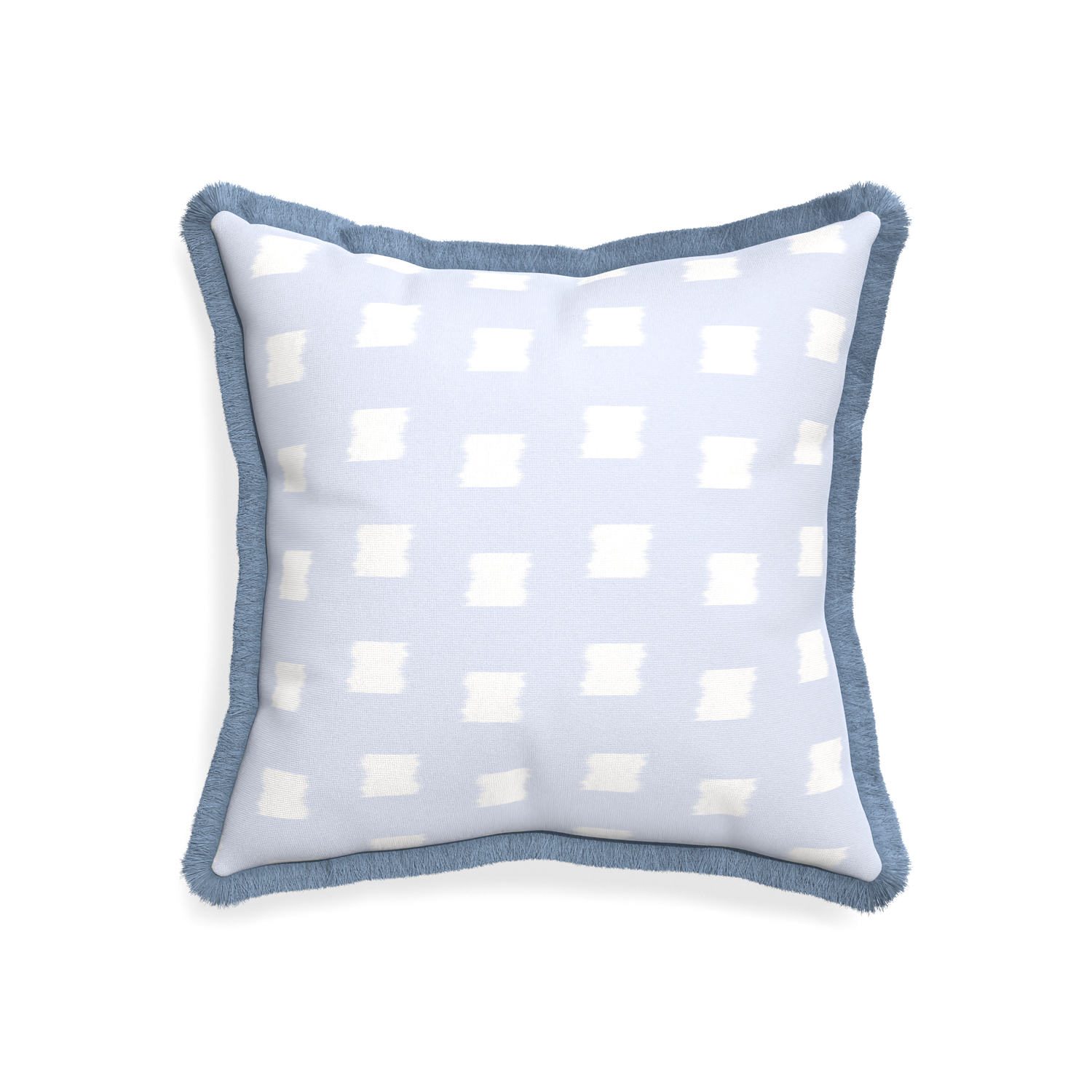 20-square denton custom sky blue patternpillow with sky fringe on white background