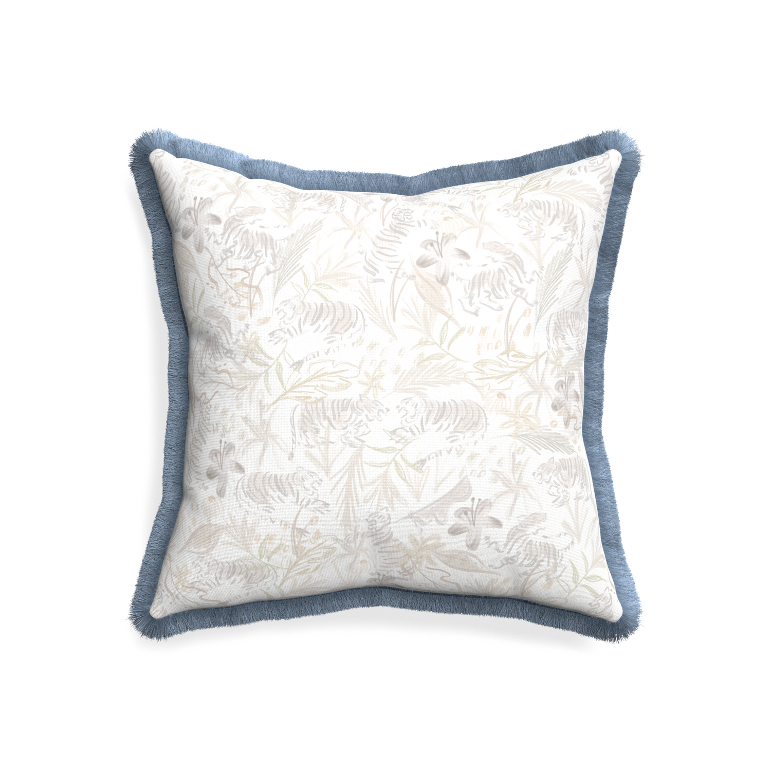 20-square frida sand custom pillow with sky fringe on white background
