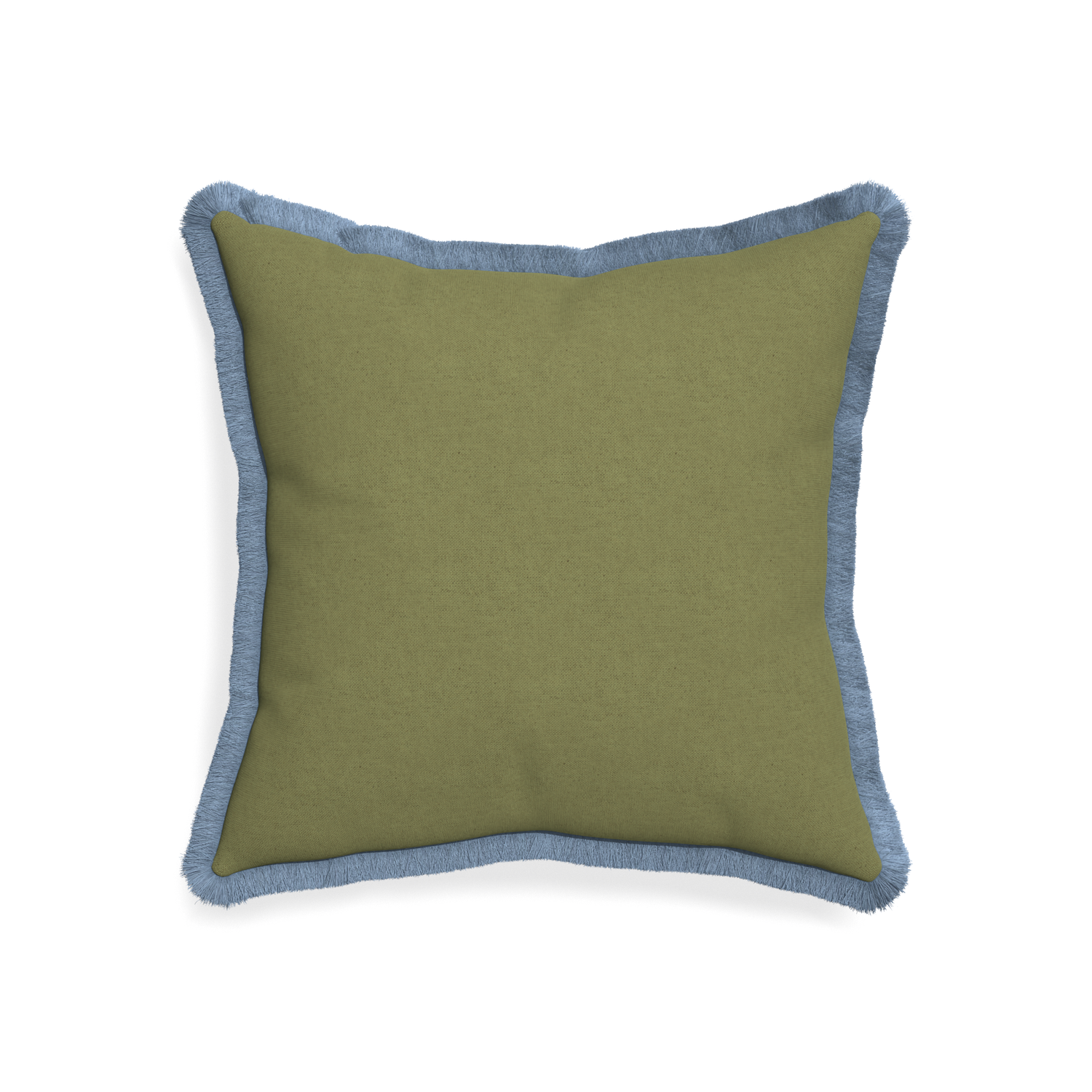 20-square moss custom moss greenpillow with sky fringe on white background