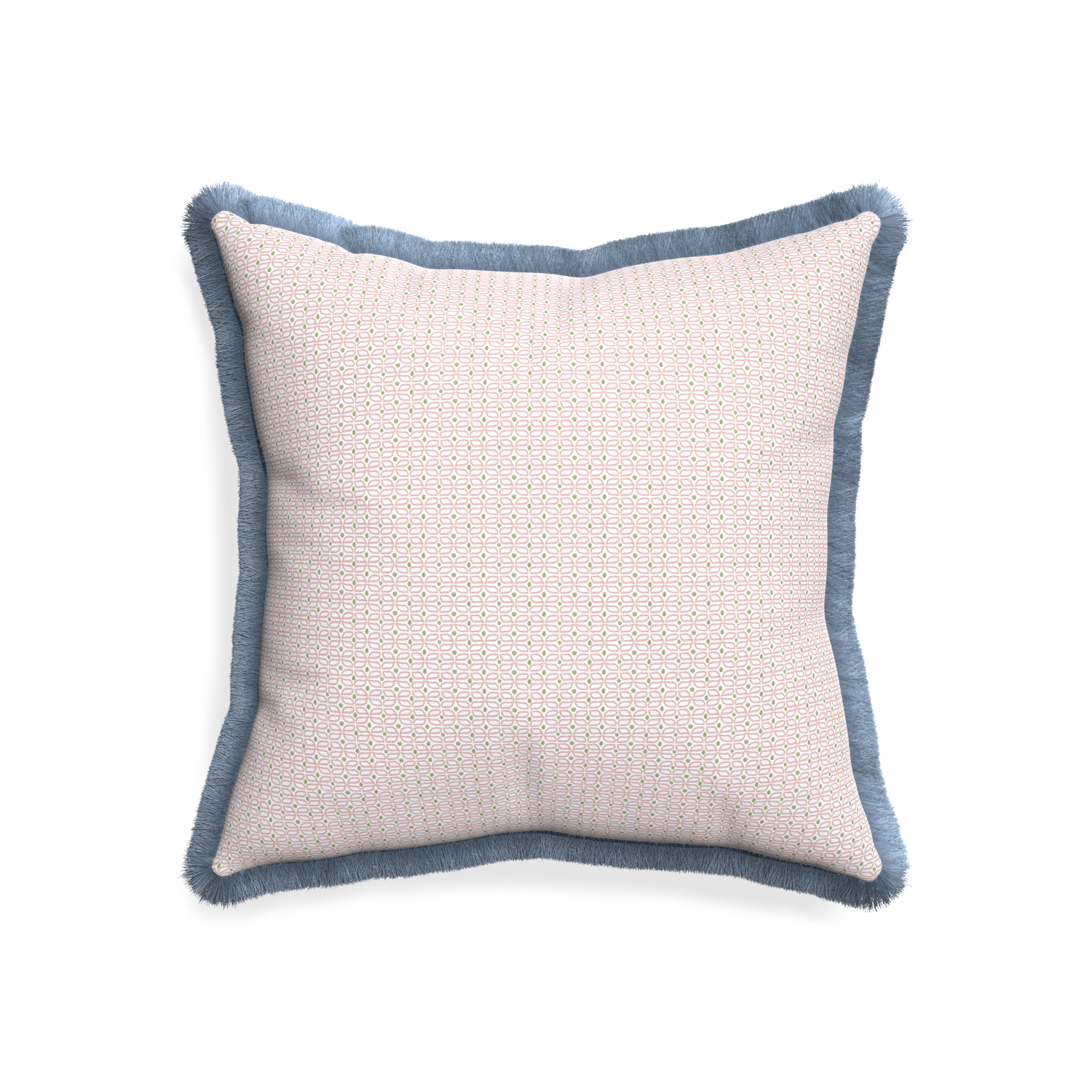 20-square loomi pink custom pillow with sky fringe on white background
