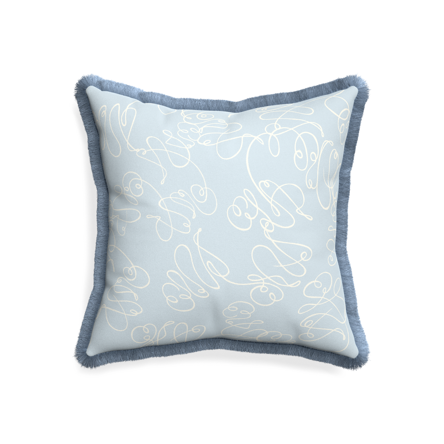 20-square mirabella custom pillow with sky fringe on white background