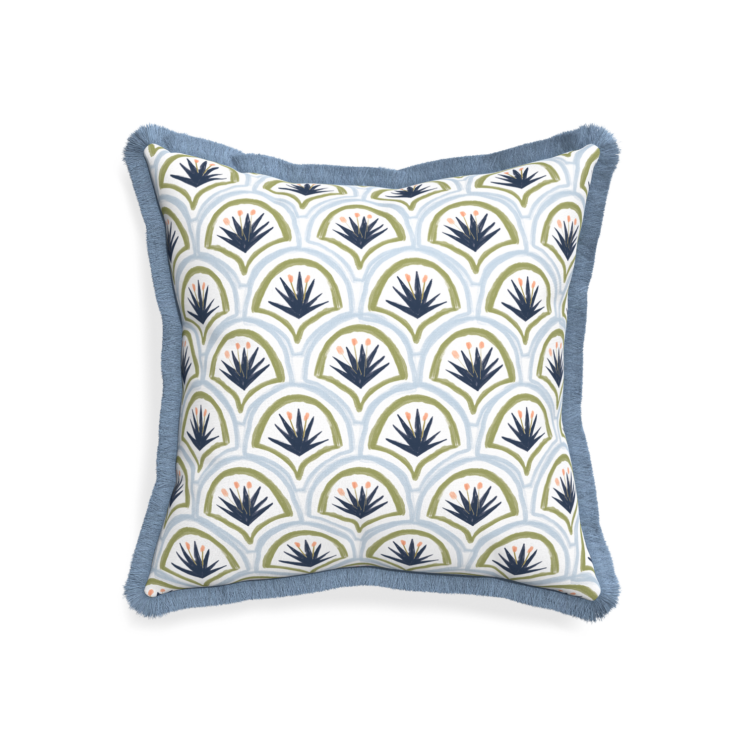 20-square thatcher midnight custom art deco palm patternpillow with sky fringe on white background