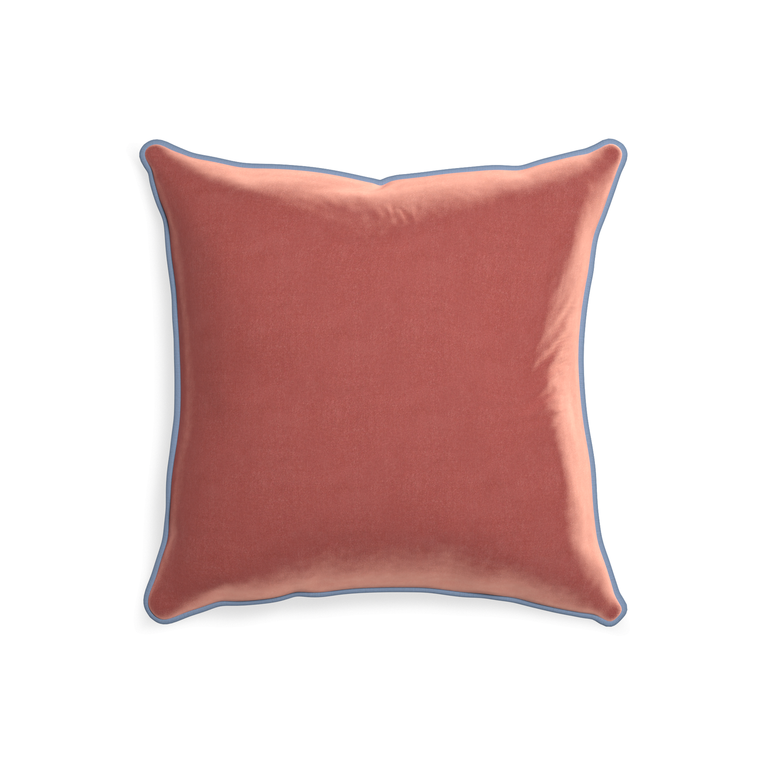 20-square cosmo velvet custom pillow with sky piping on white background