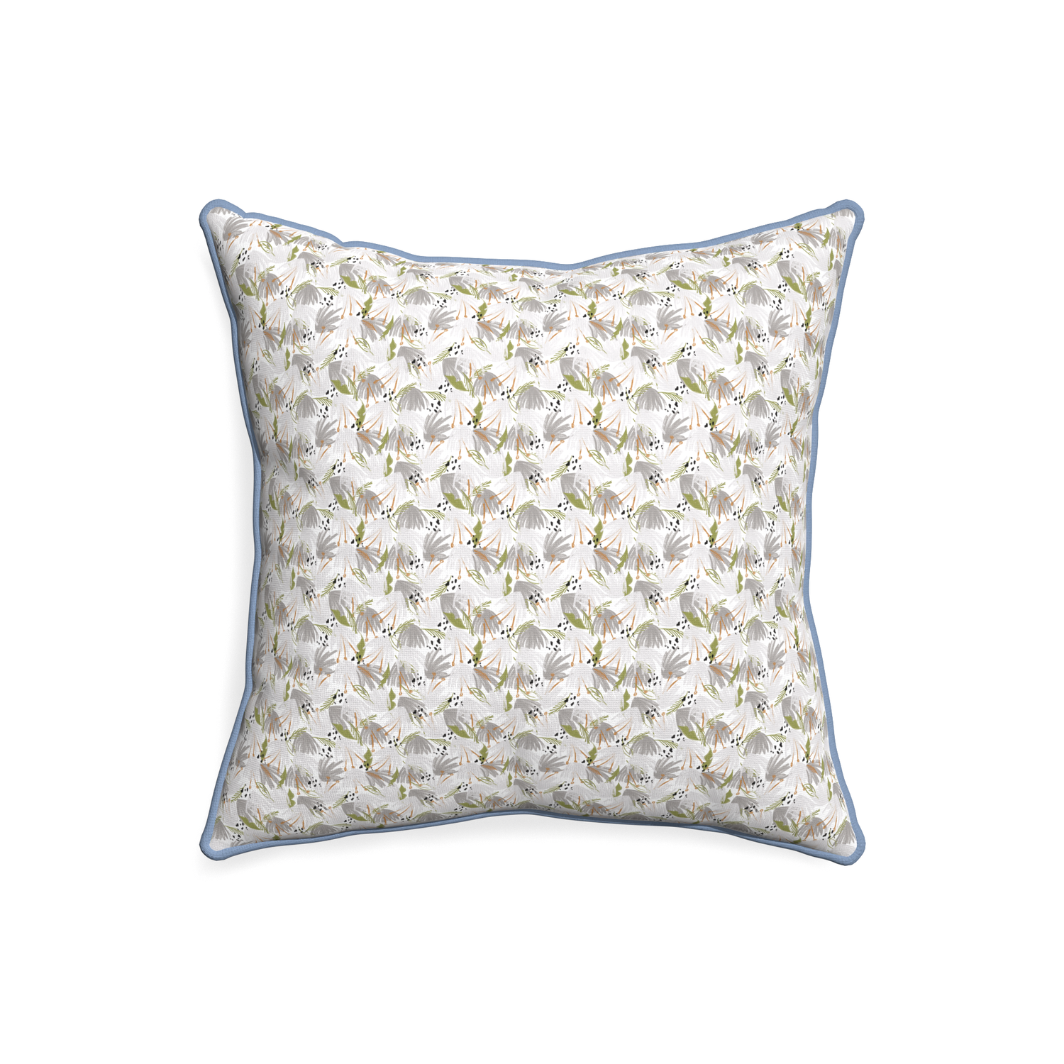 20-square eden grey custom pillow with sky piping on white background