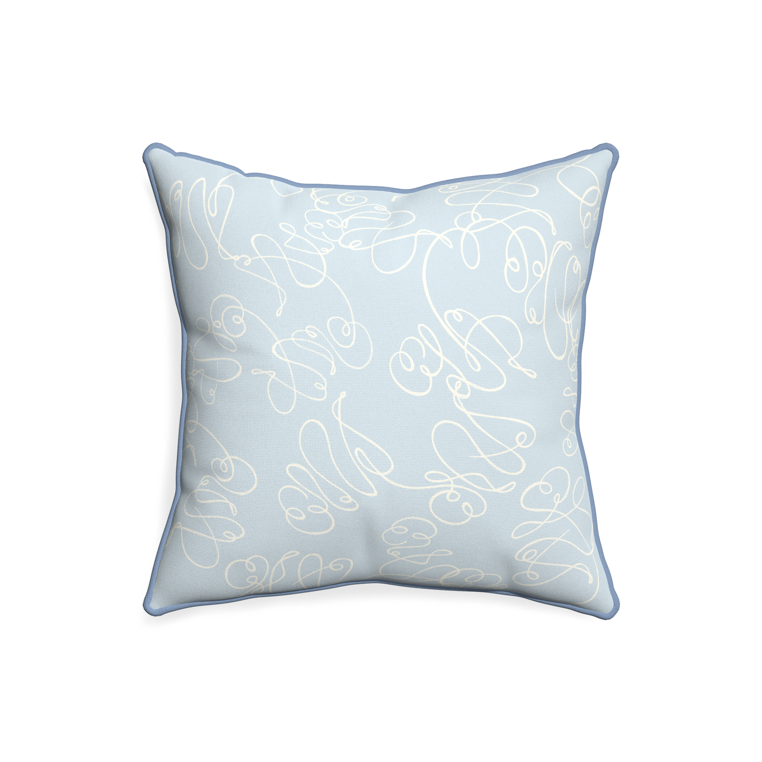 20-square mirabella custom pillow with sky piping on white background