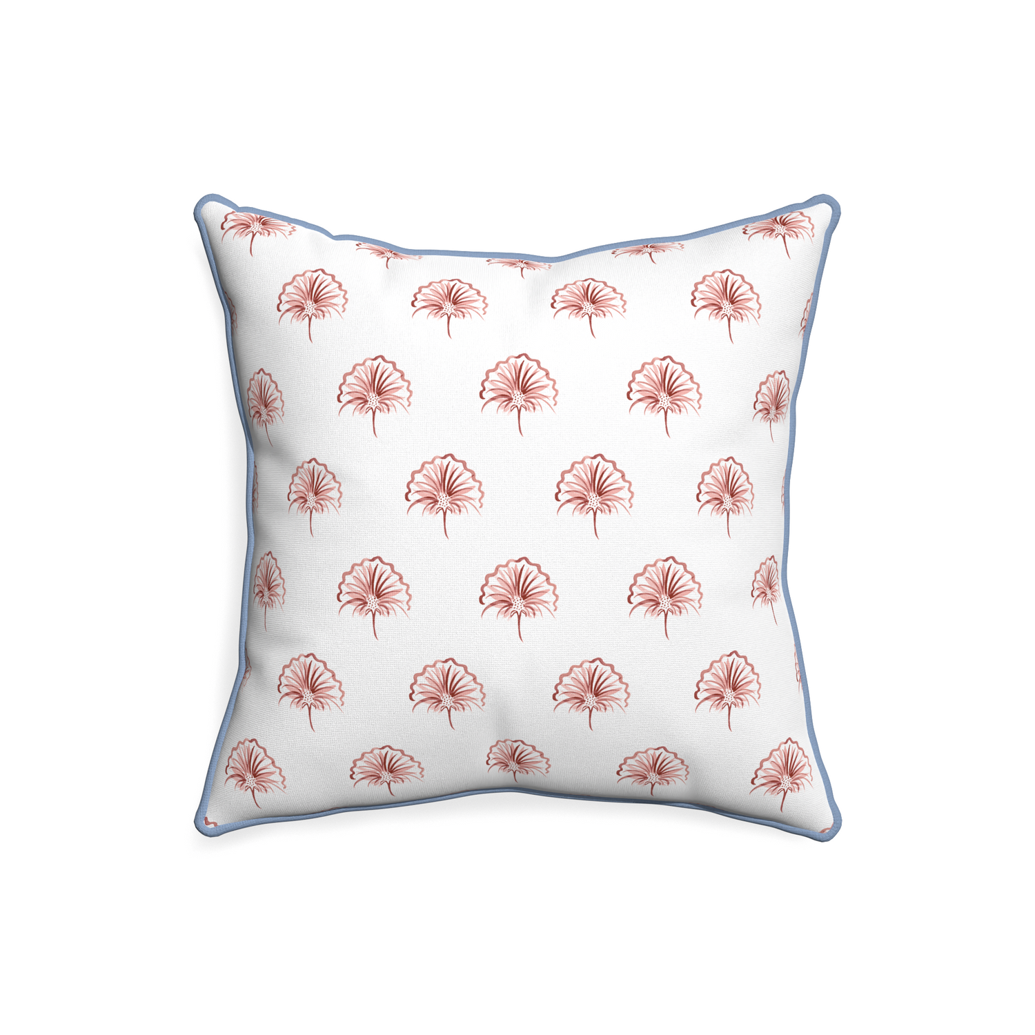 20-square penelope rose custom pillow with sky piping on white background
