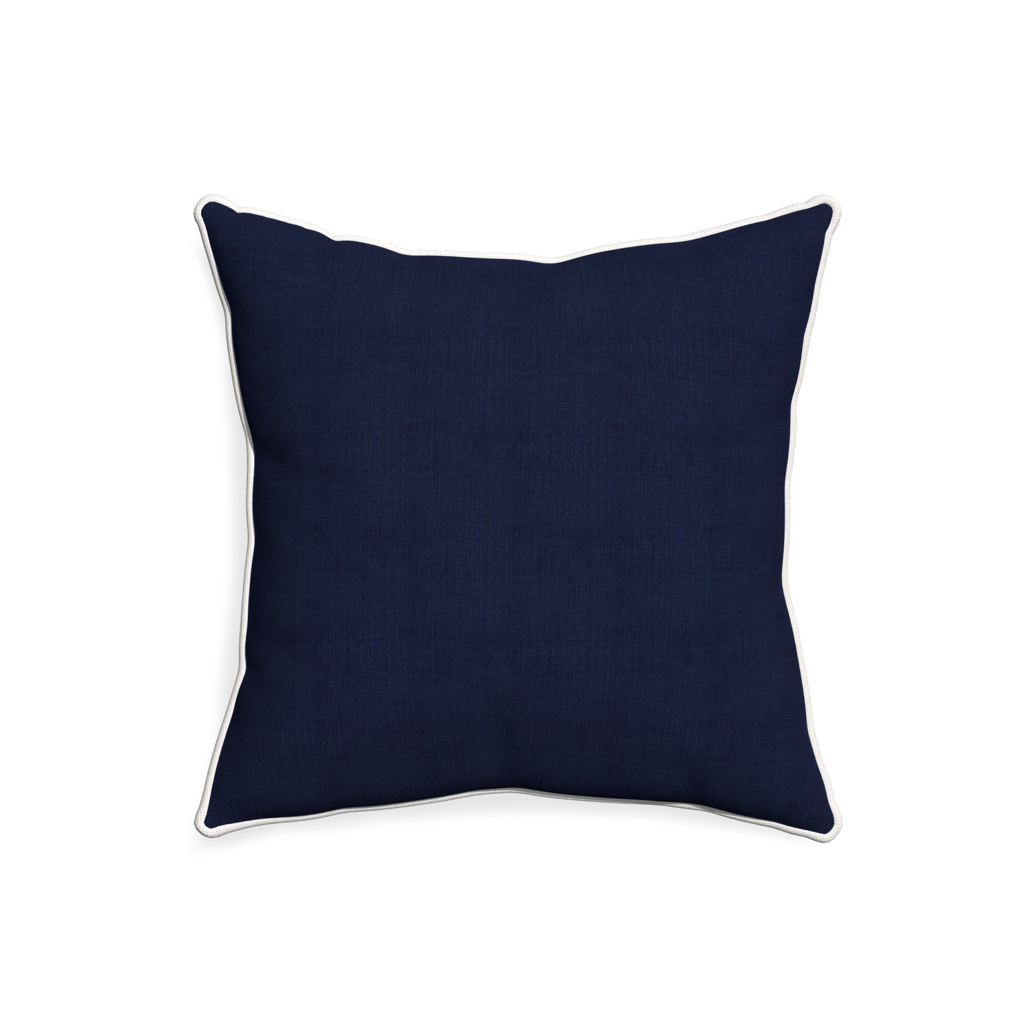 20-square midnight custom pillow with snow piping on white background