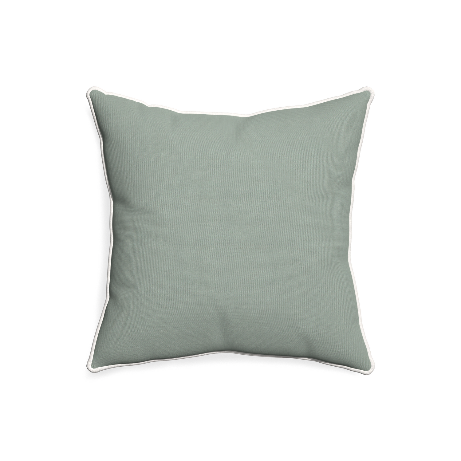 20-square sage custom pillow with snow piping on white background