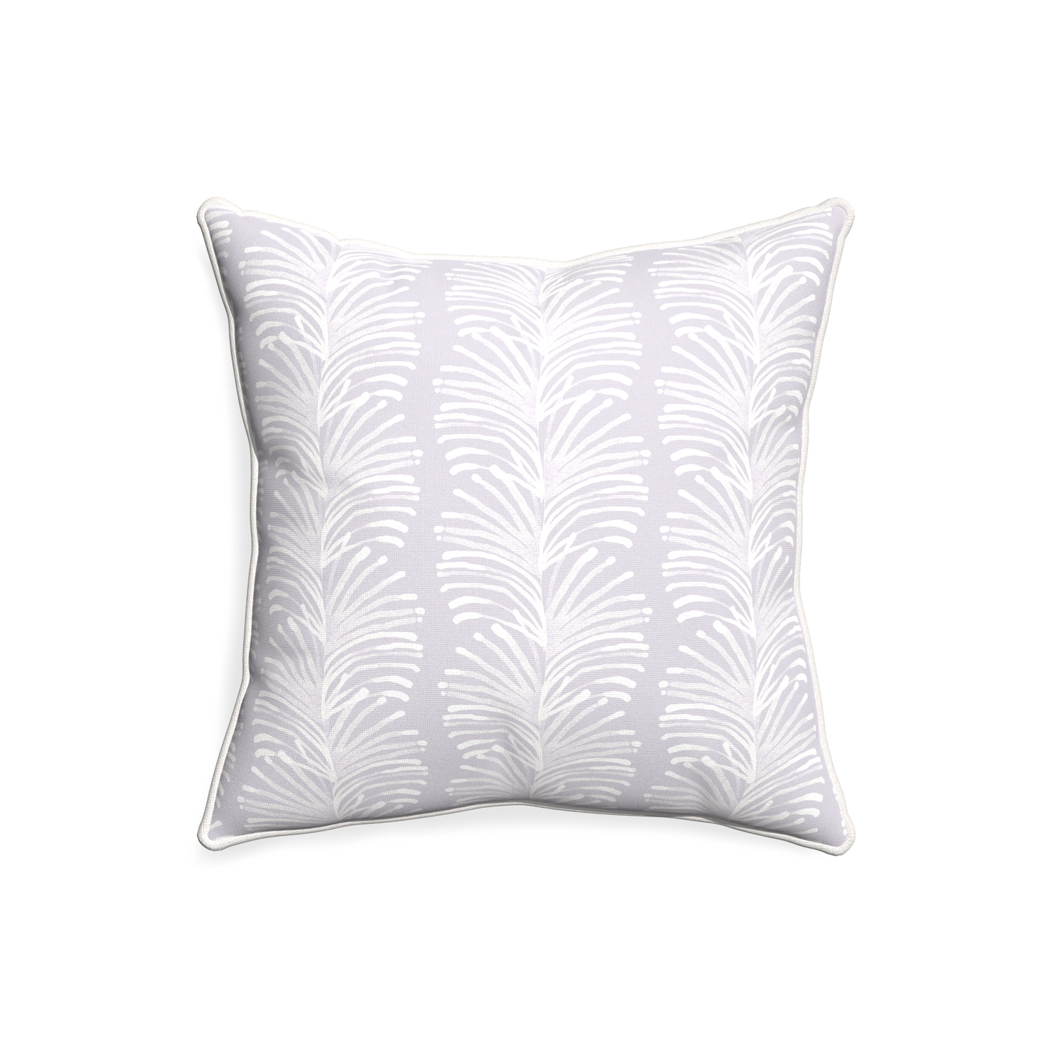 20-square emma lavender custom pillow with snow piping on white background