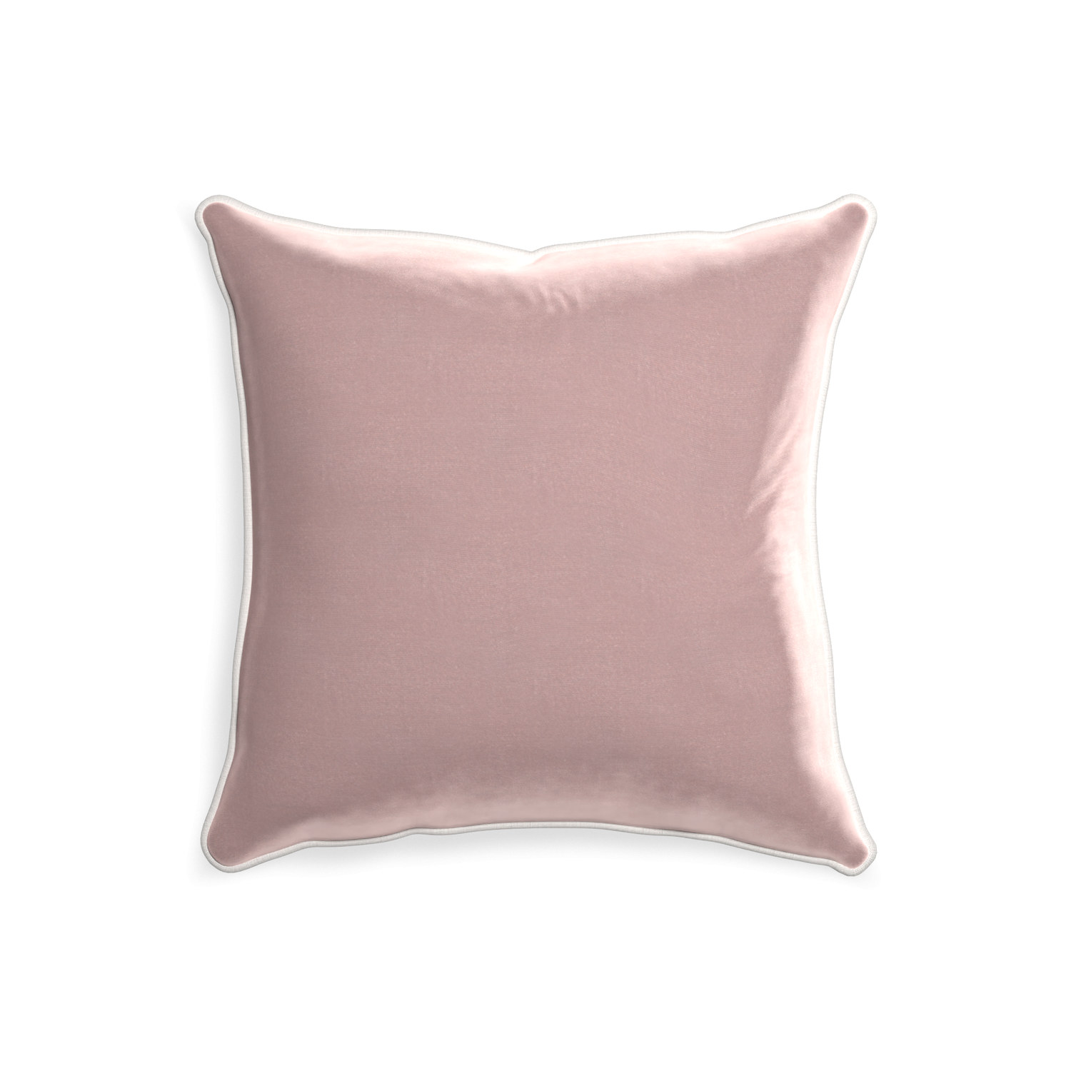 20-square mauve velvet custom pillow with snow piping on white background