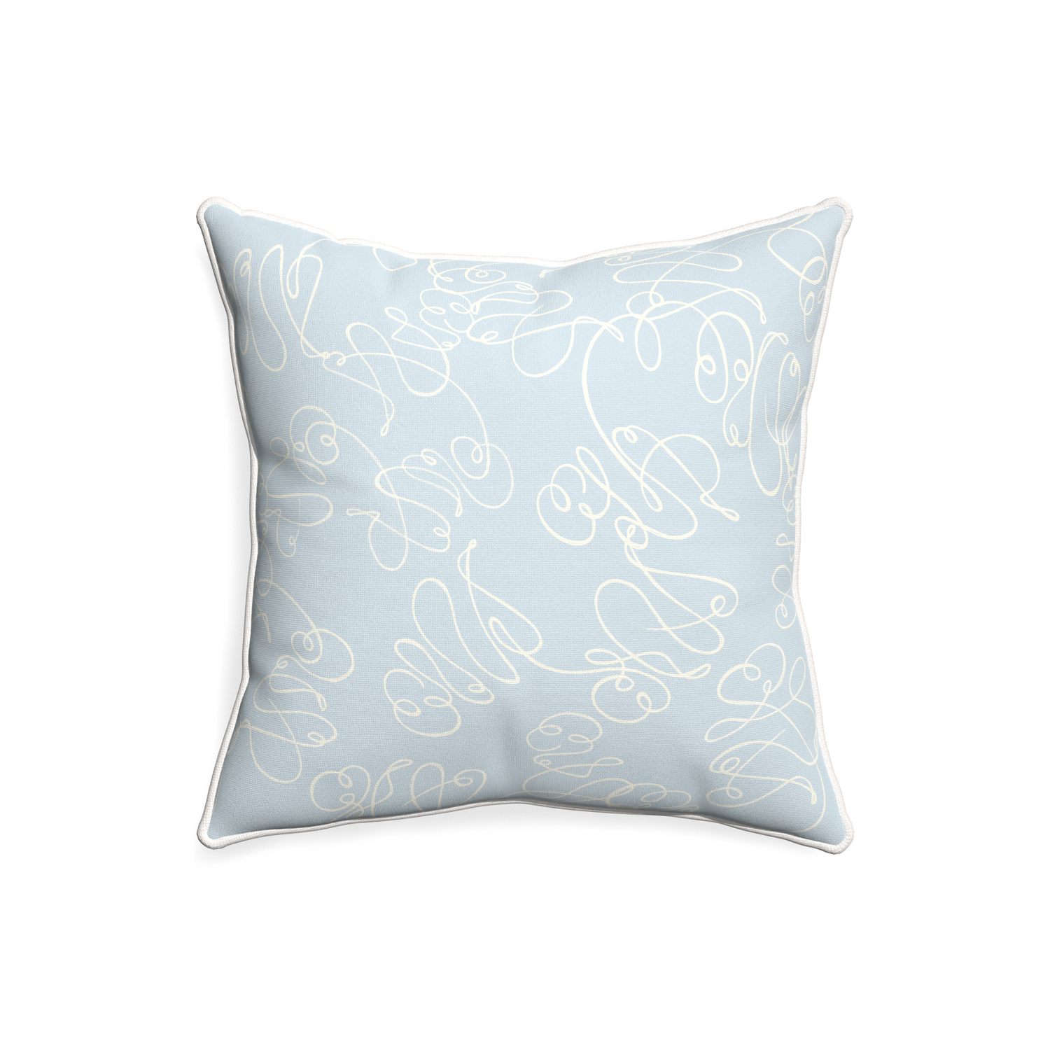 20-square mirabella custom pillow with snow piping on white background