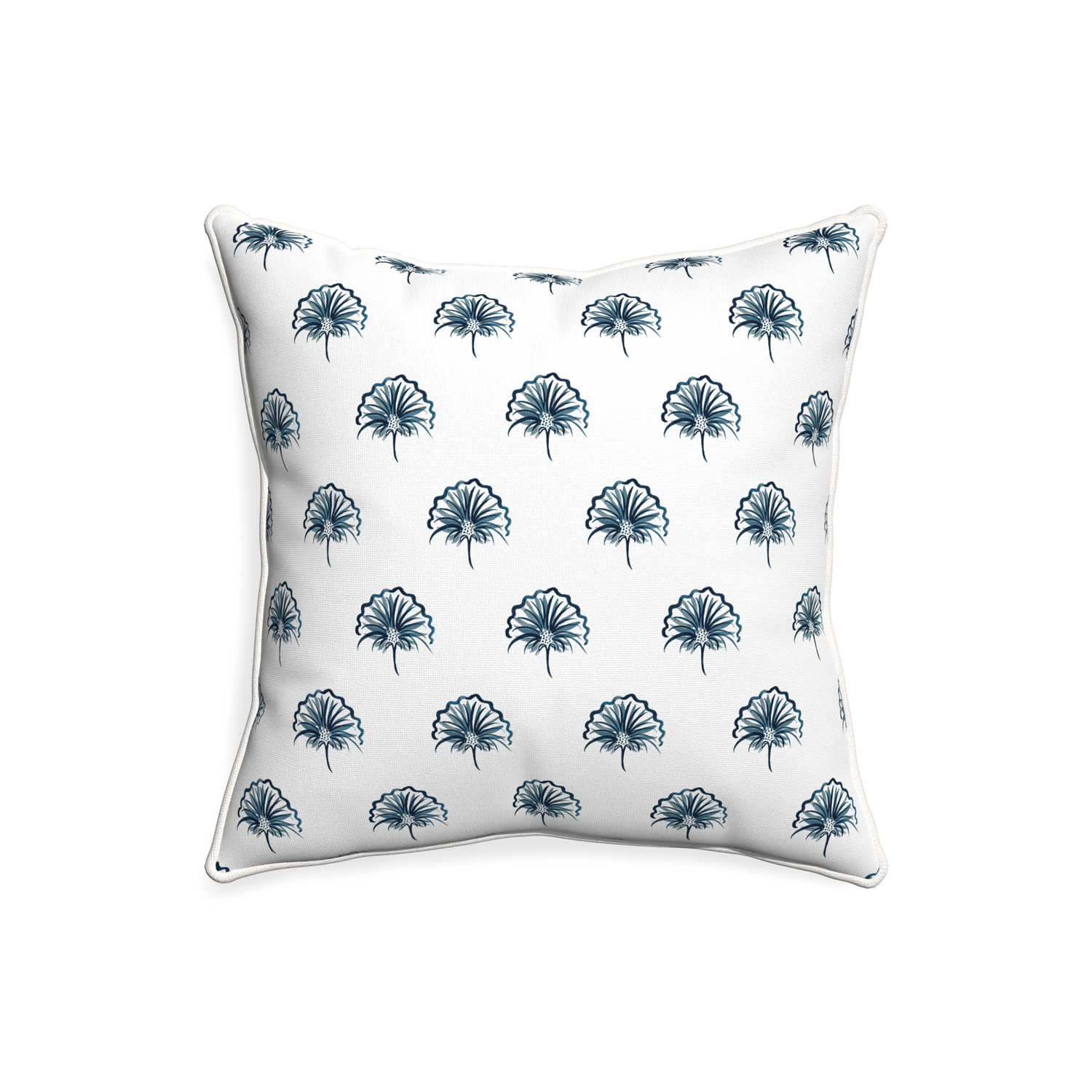 20-square penelope midnight custom floral navypillow with snow piping on white background