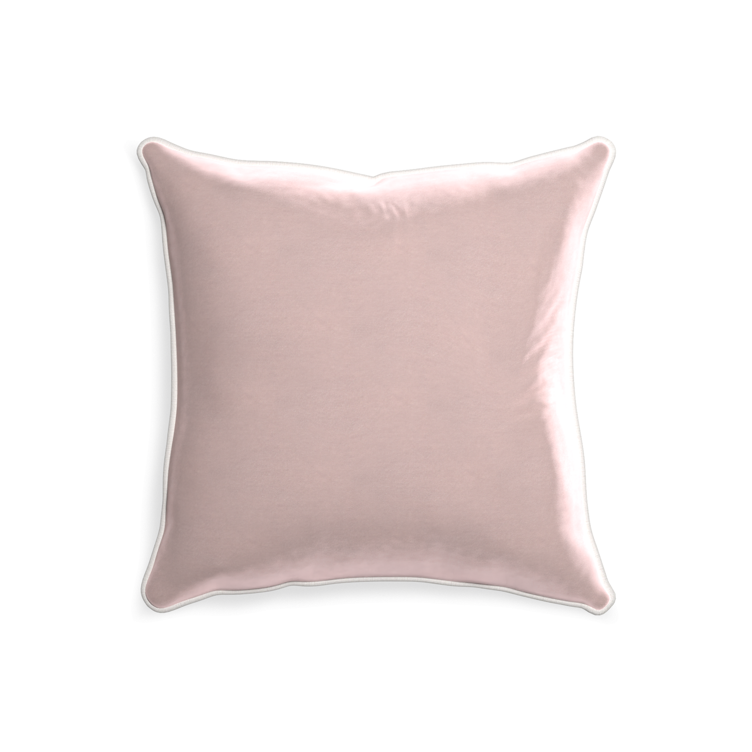 20-square rose velvet custom pillow with snow piping on white background