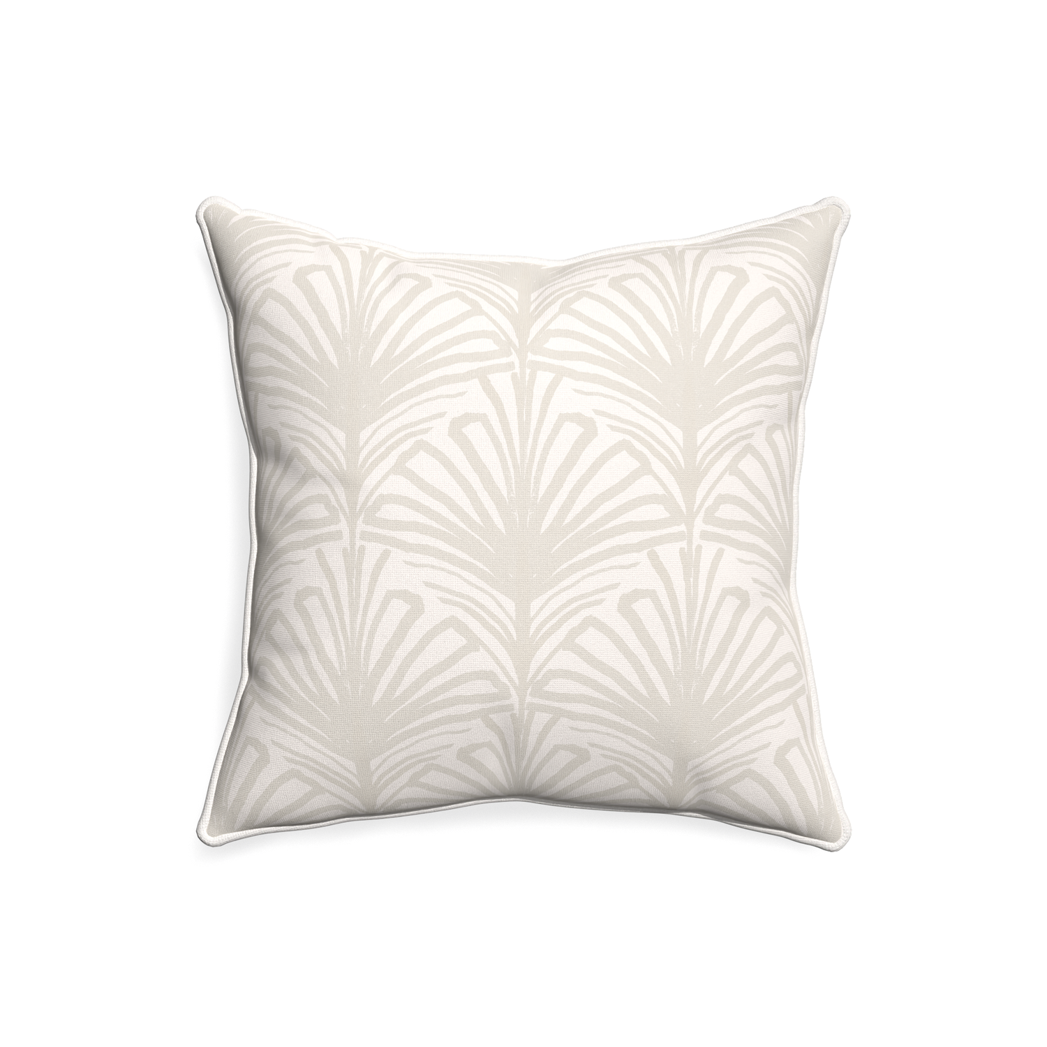 20-square suzy sand custom pillow with snow piping on white background