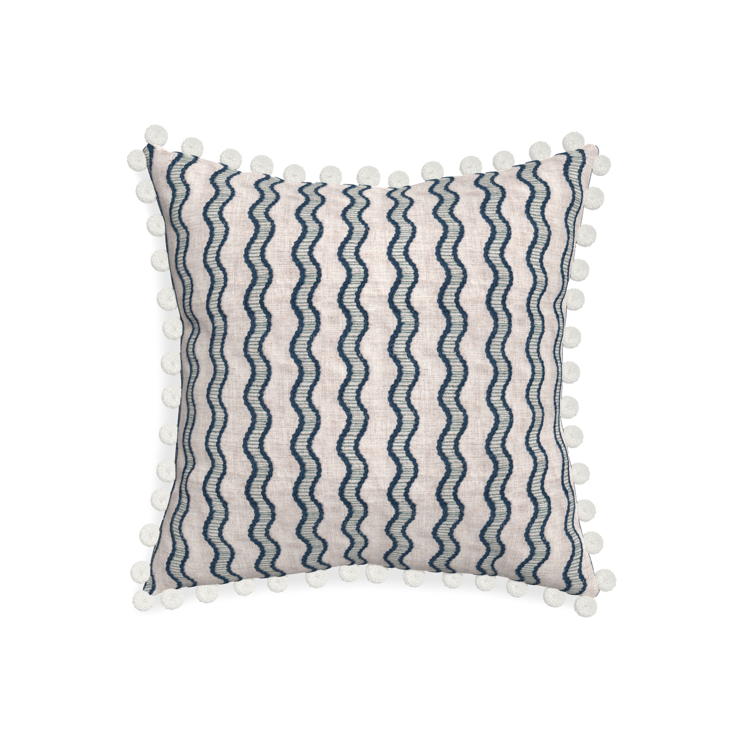 20-square beatrice custom embroidered wavepillow with snow pom pom on white background