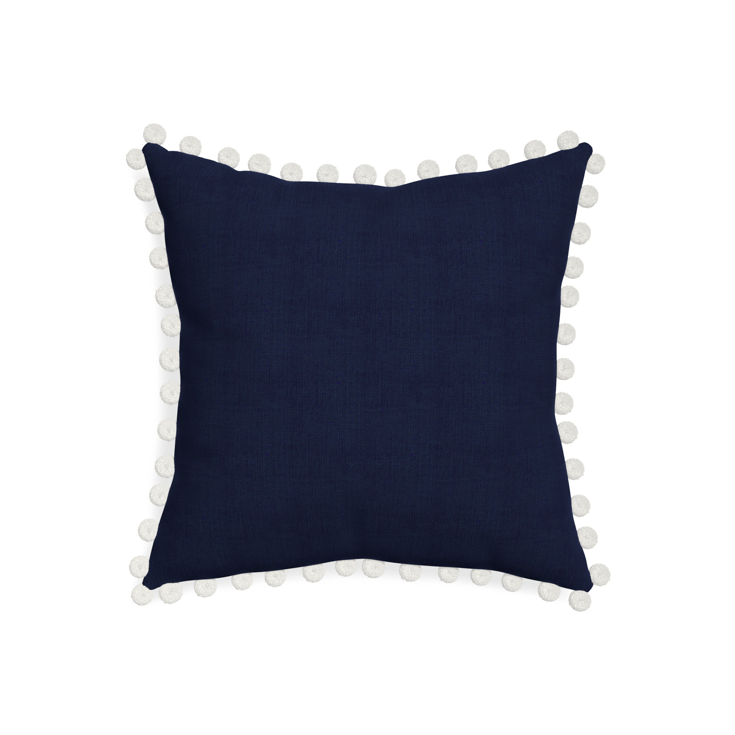 20-square midnight custom pillow with snow pom pom on white background