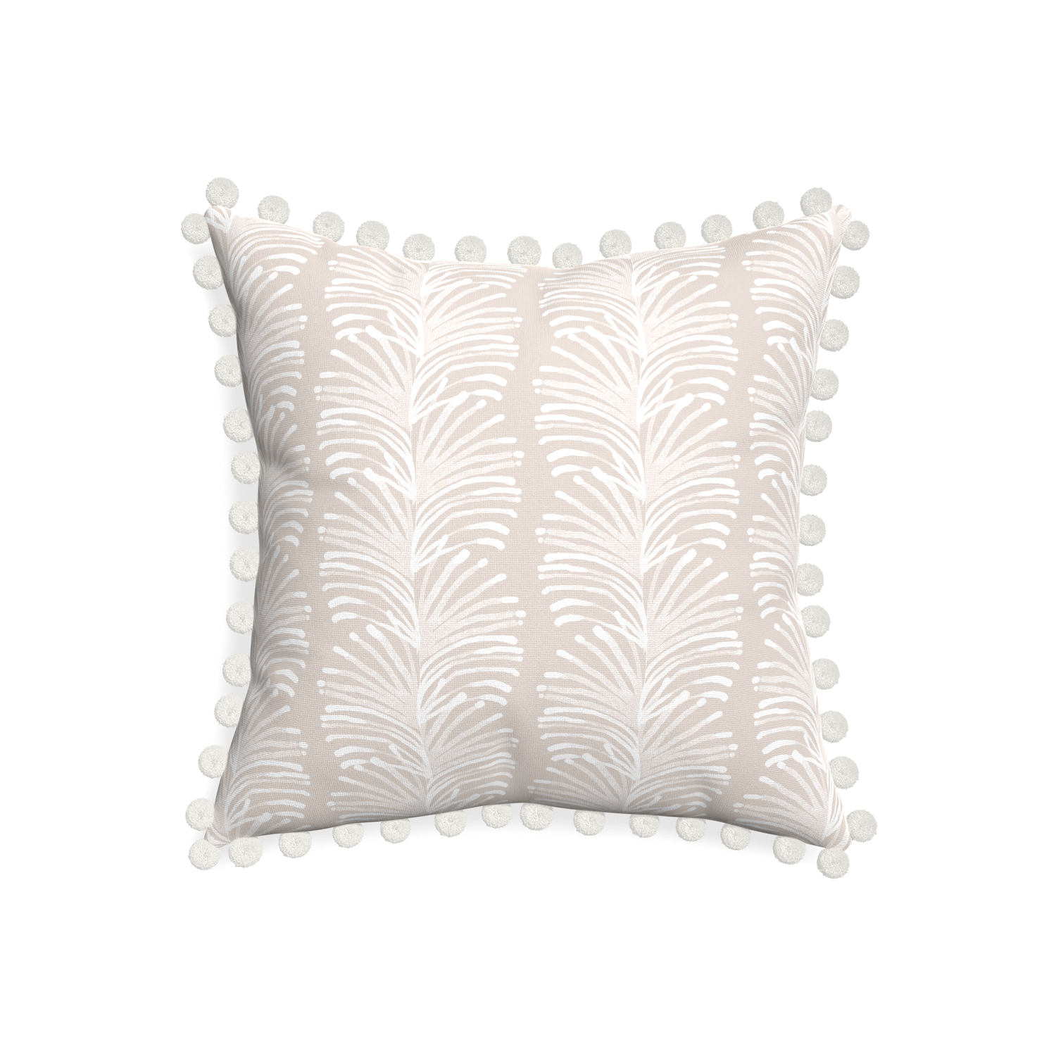 20-square emma sand custom pillow with snow pom pom on white background