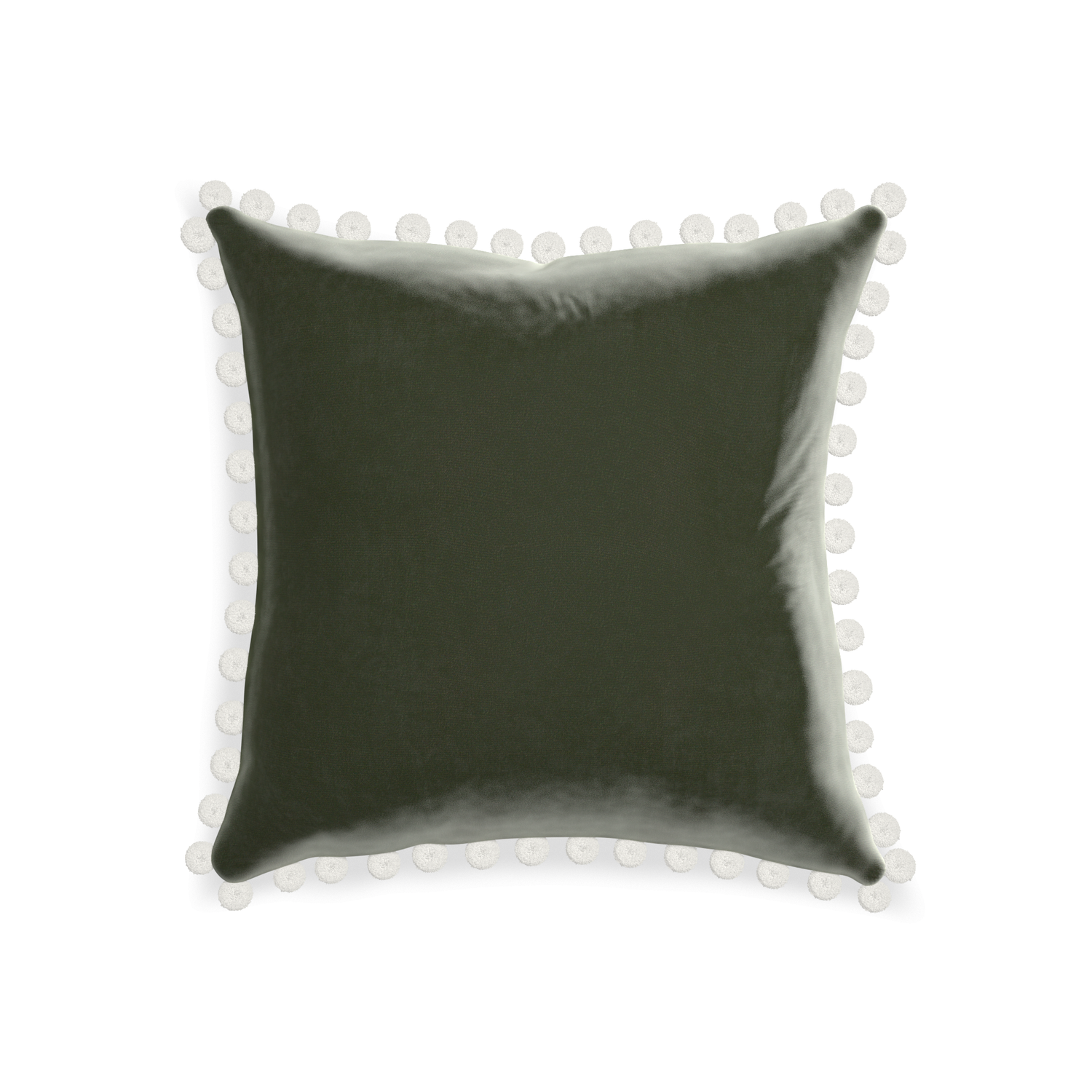20-square fern velvet custom pillow with snow pom pom on white background