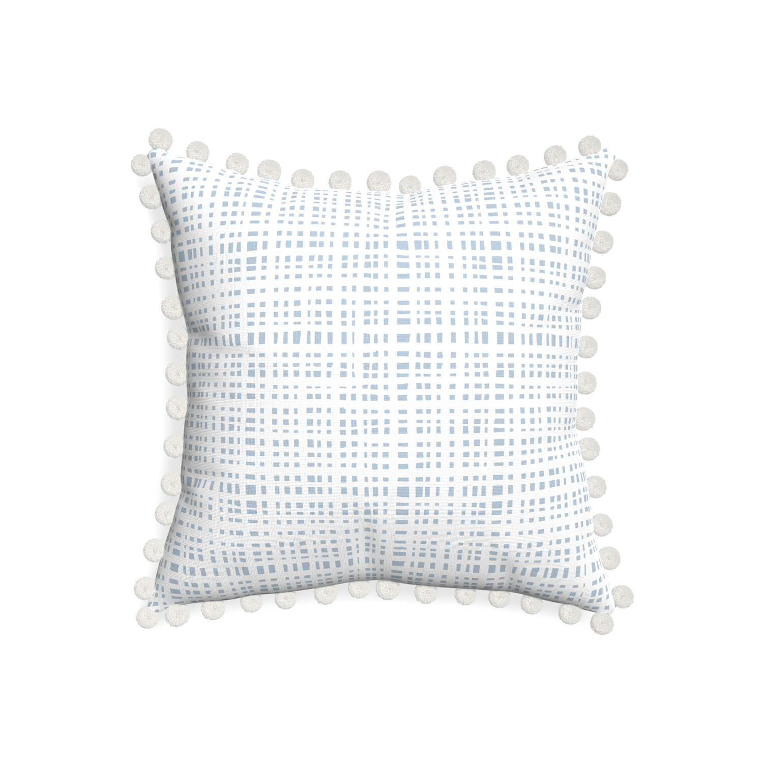 20-square ginger sky custom pillow with snow pom pom on white background