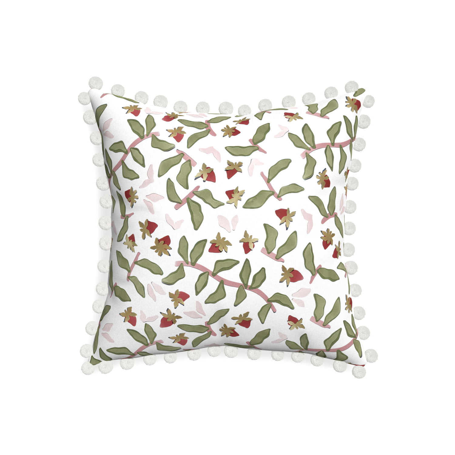20-square nellie custom pillow with snow pom pom on white background