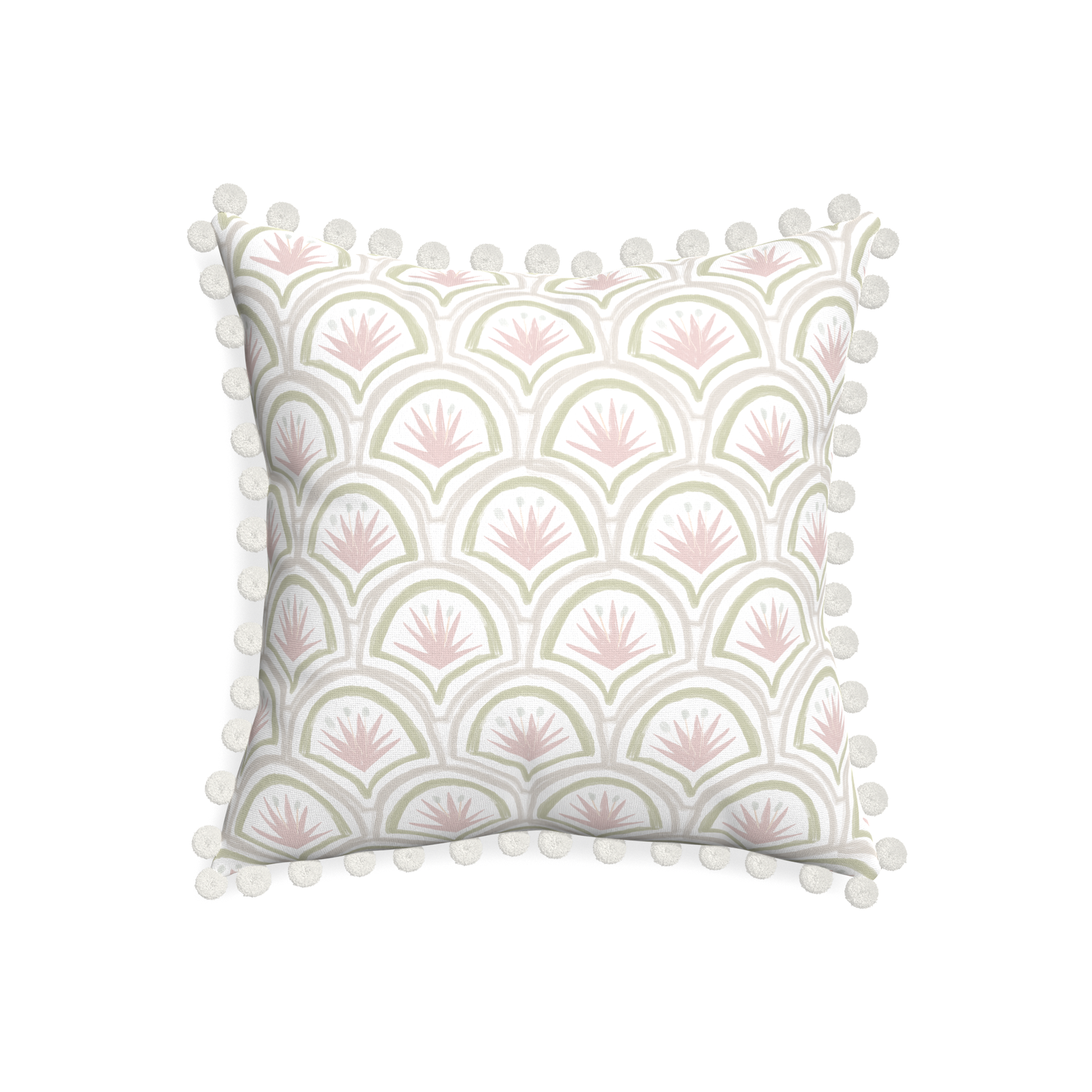 20-square thatcher rose custom pillow with snow pom pom on white background