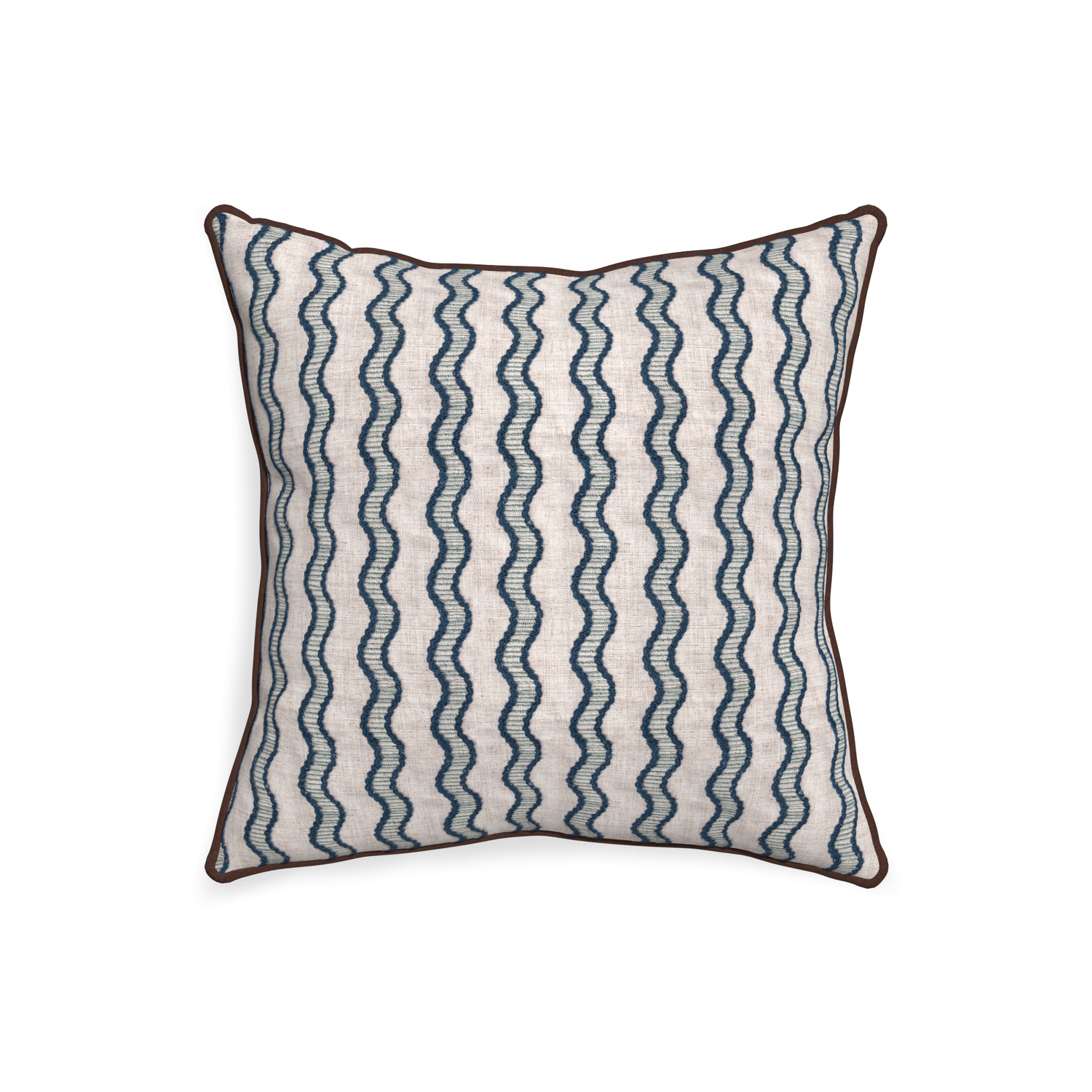 20-square beatrice custom embroidered wavepillow with w piping on white background