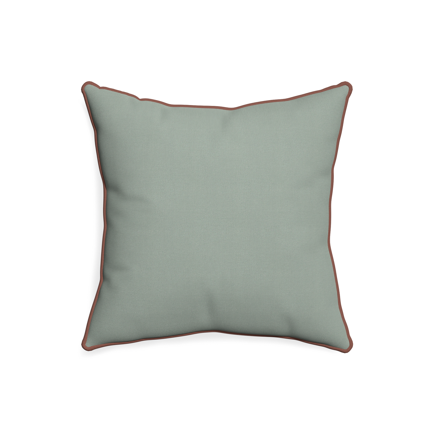 20-square sage custom pillow with w piping on white background