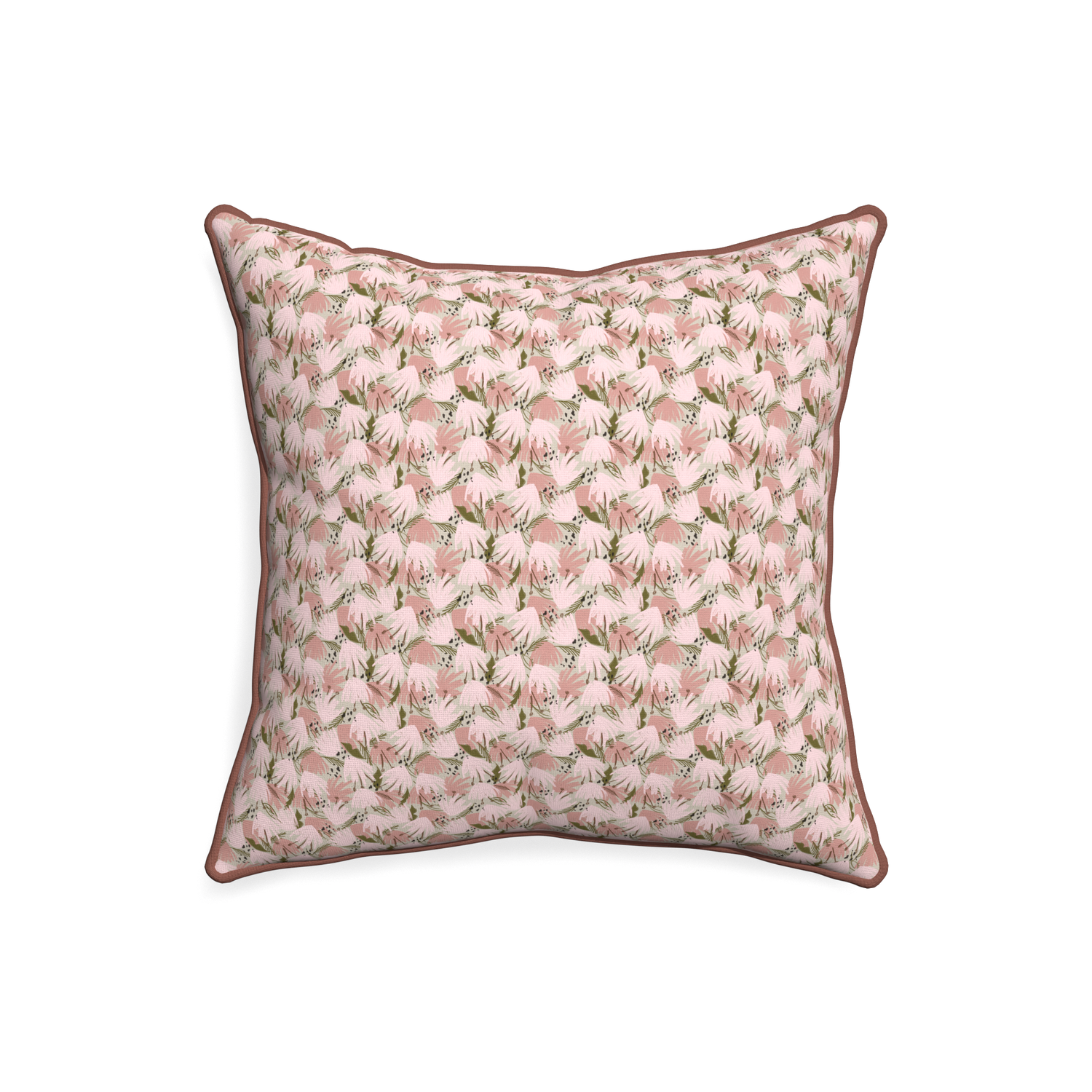 20-square eden pink custom pillow with w piping on white background