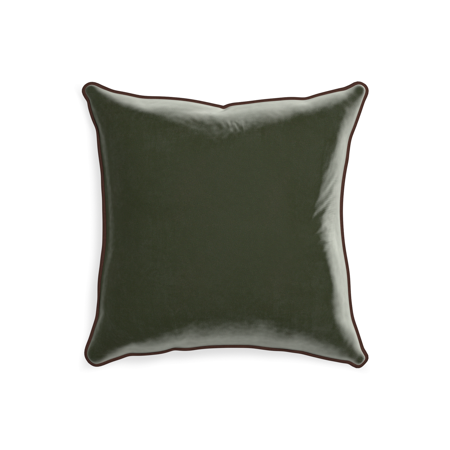 20-square fern velvet custom pillow with w piping on white background