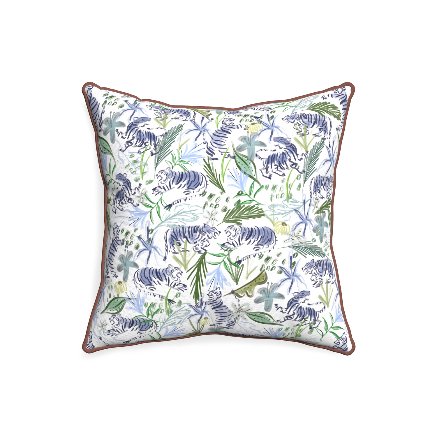 20-square frida green custom pillow with w piping on white background