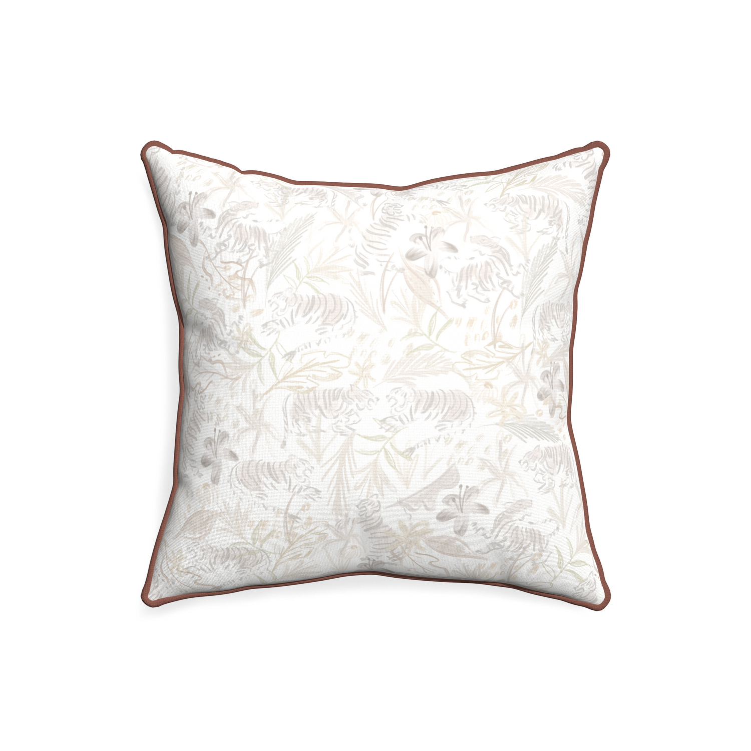 20-square frida sand custom pillow with w piping on white background