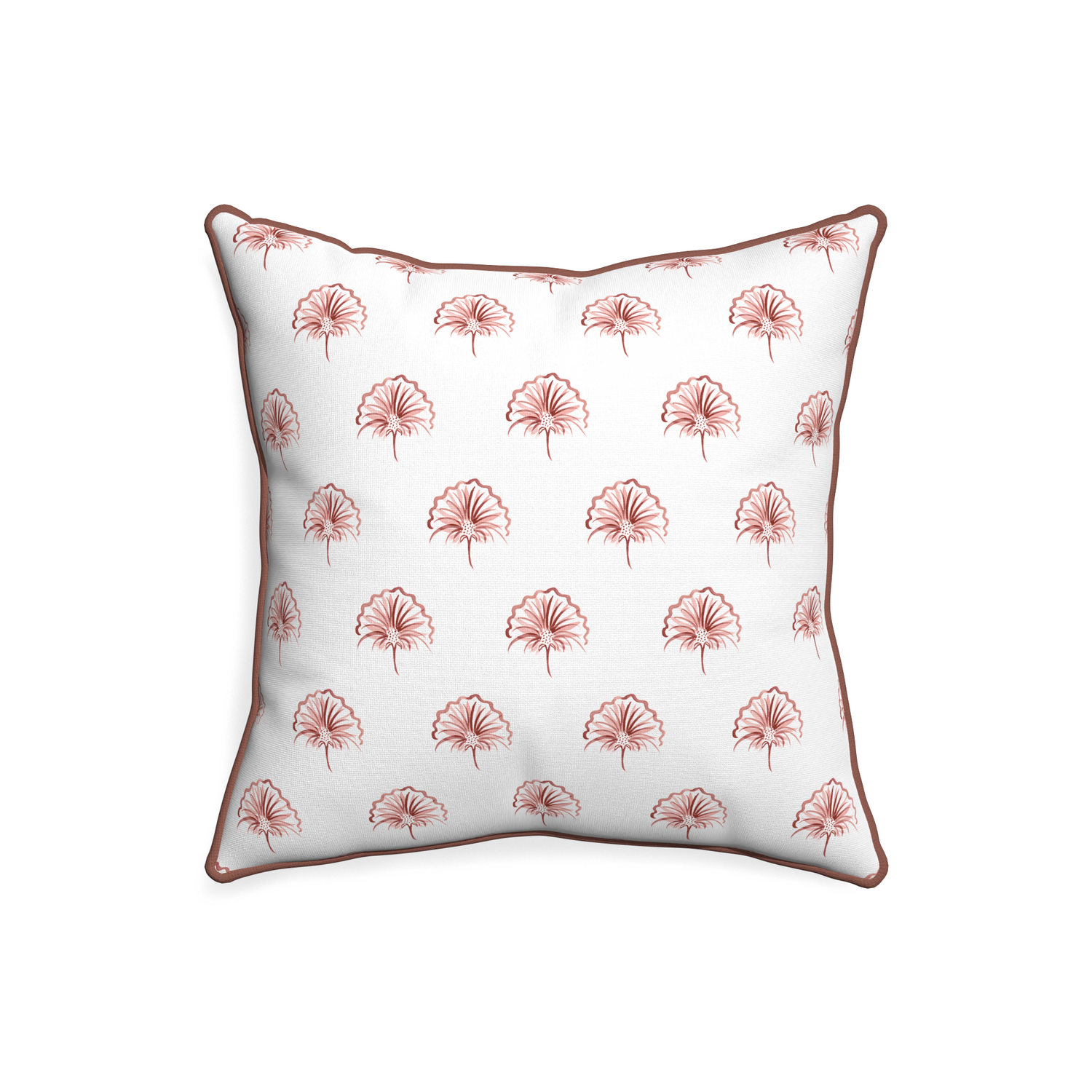 20-square penelope rose custom pillow with w piping on white background