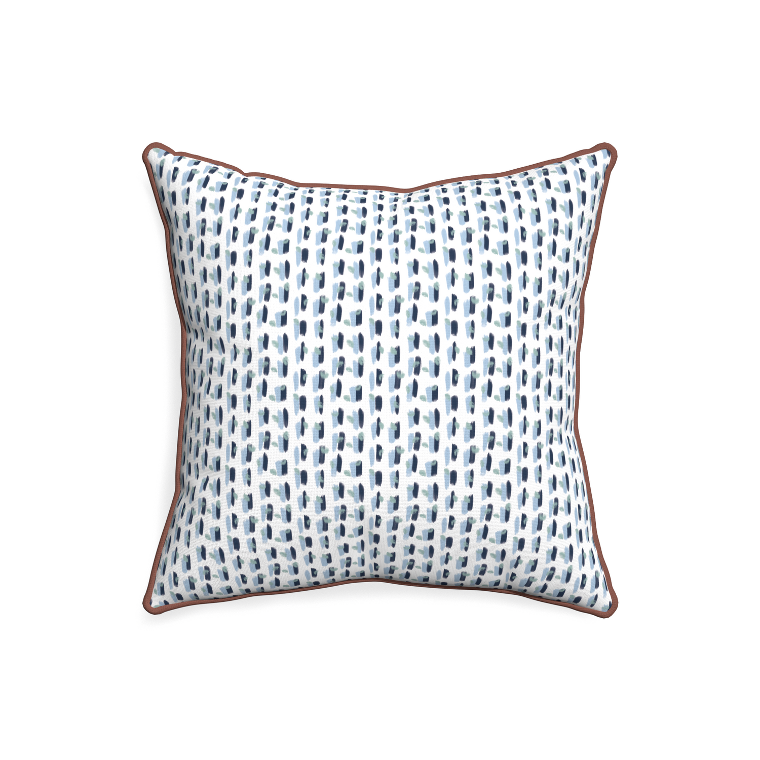 20-square poppy blue custom pillow with w piping on white background