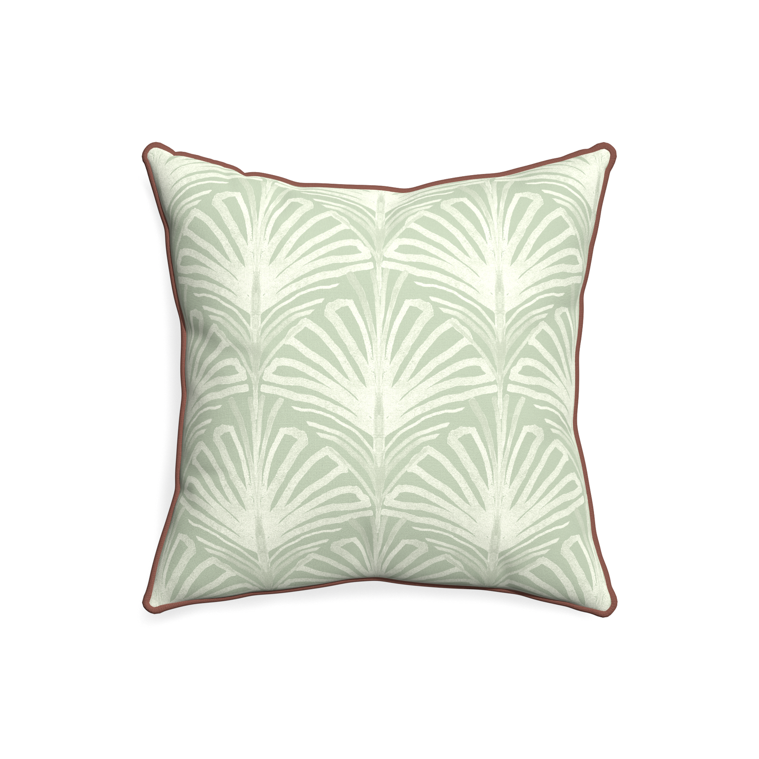 20-square suzy sage custom pillow with w piping on white background