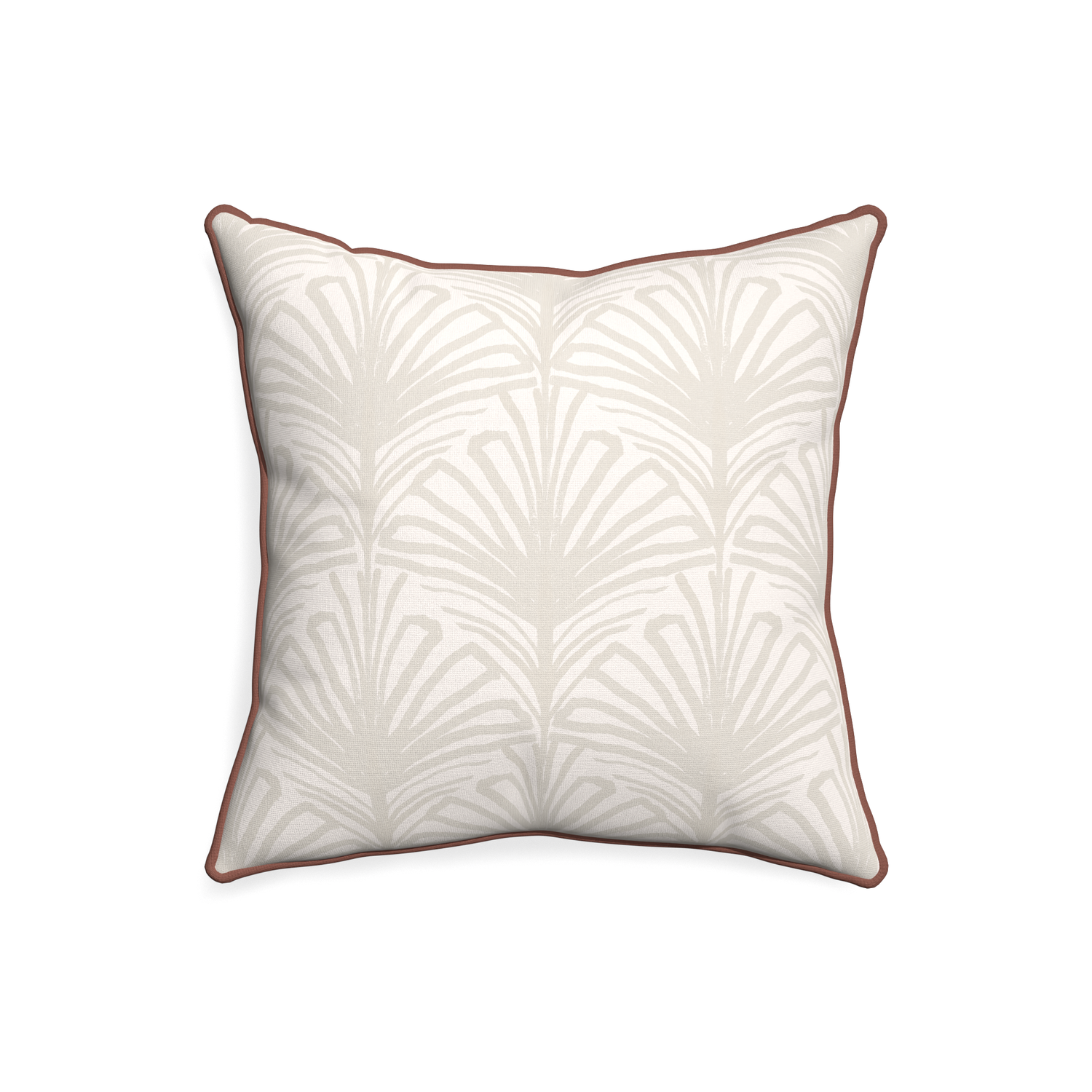 20-square suzy sand custom pillow with w piping on white background
