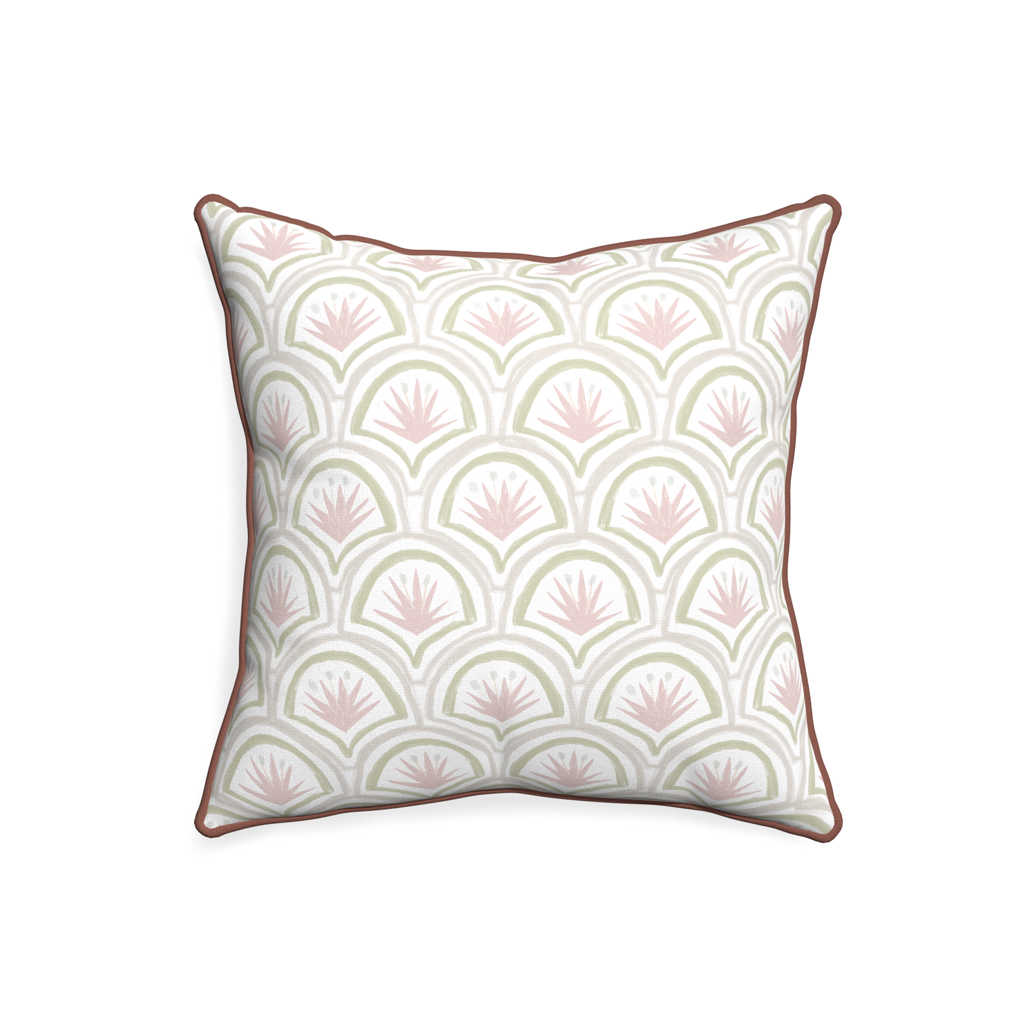 20-square thatcher rose custom pillow with w piping on white background