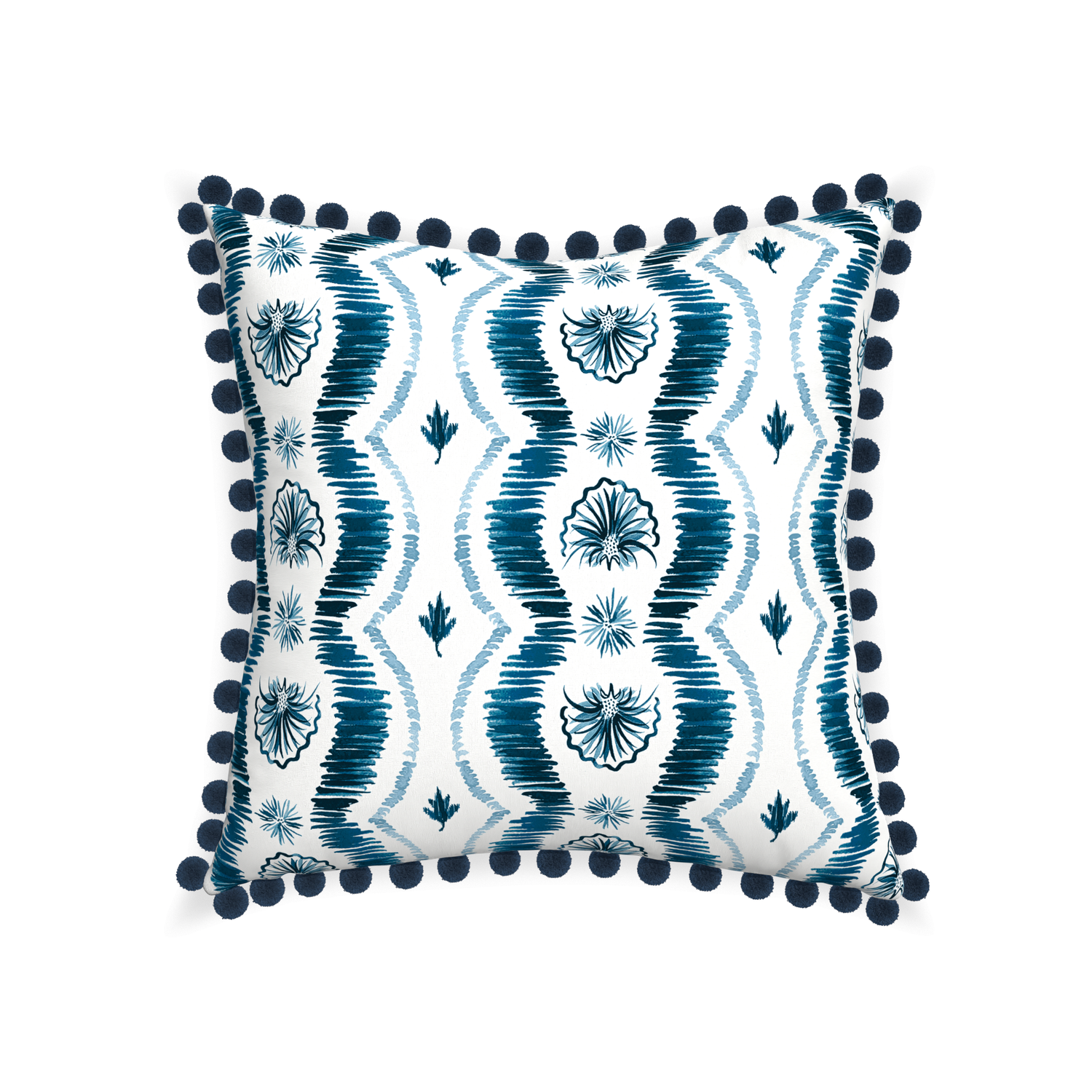 22-square alice custom blue ikatpillow with c on white background