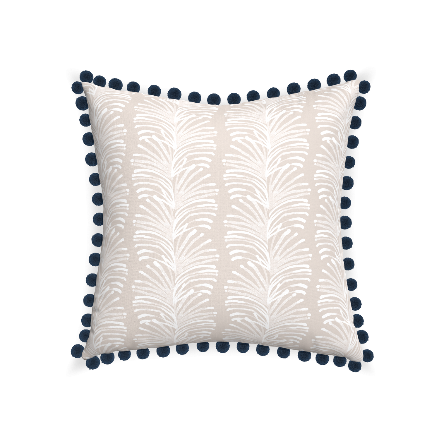 22-square emma sand custom sand colored botanical stripepillow with c on white background