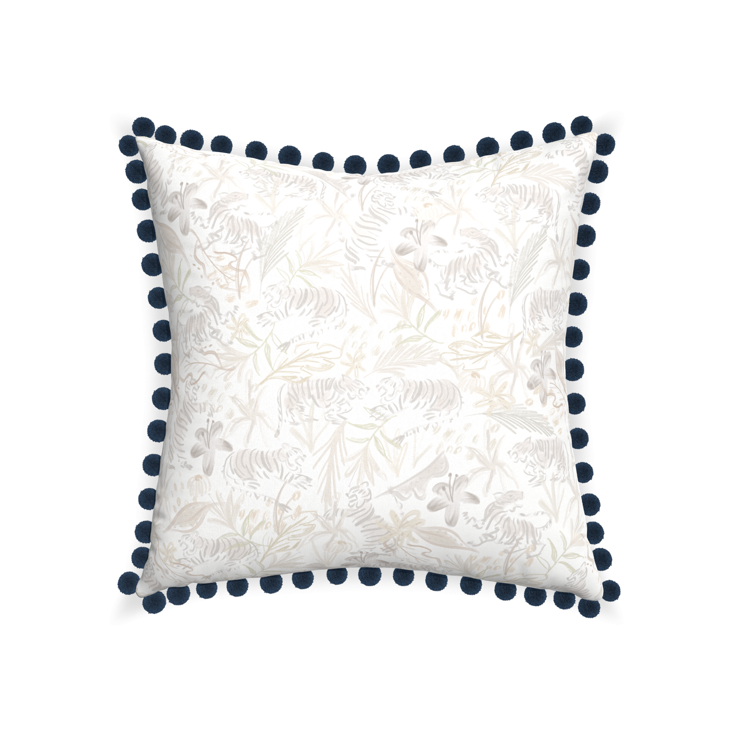 22-square frida sand custom beige chinoiserie tigerpillow with c on white background