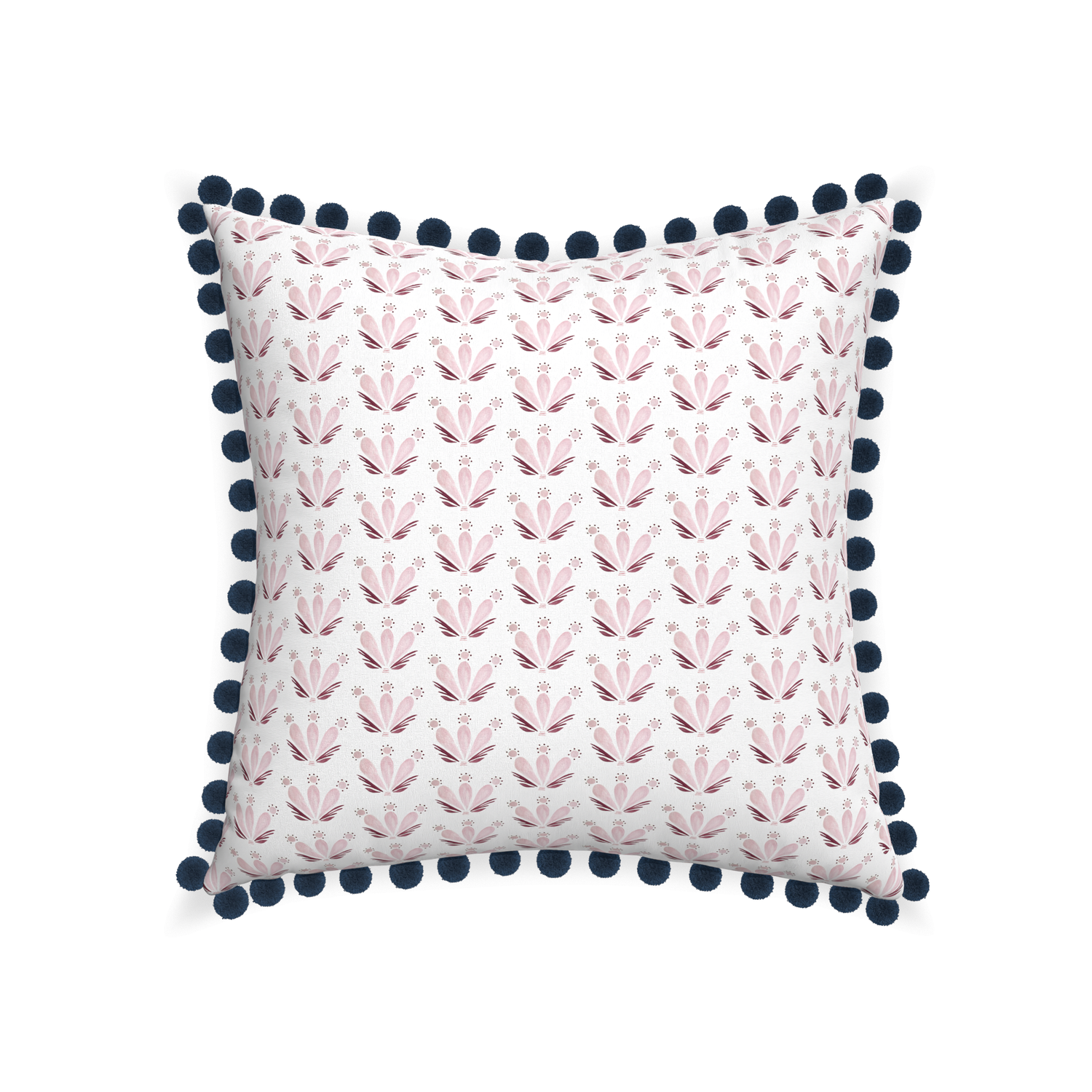 22-square serena pink custom pink & burgundy drop repeat floralpillow with c on white background
