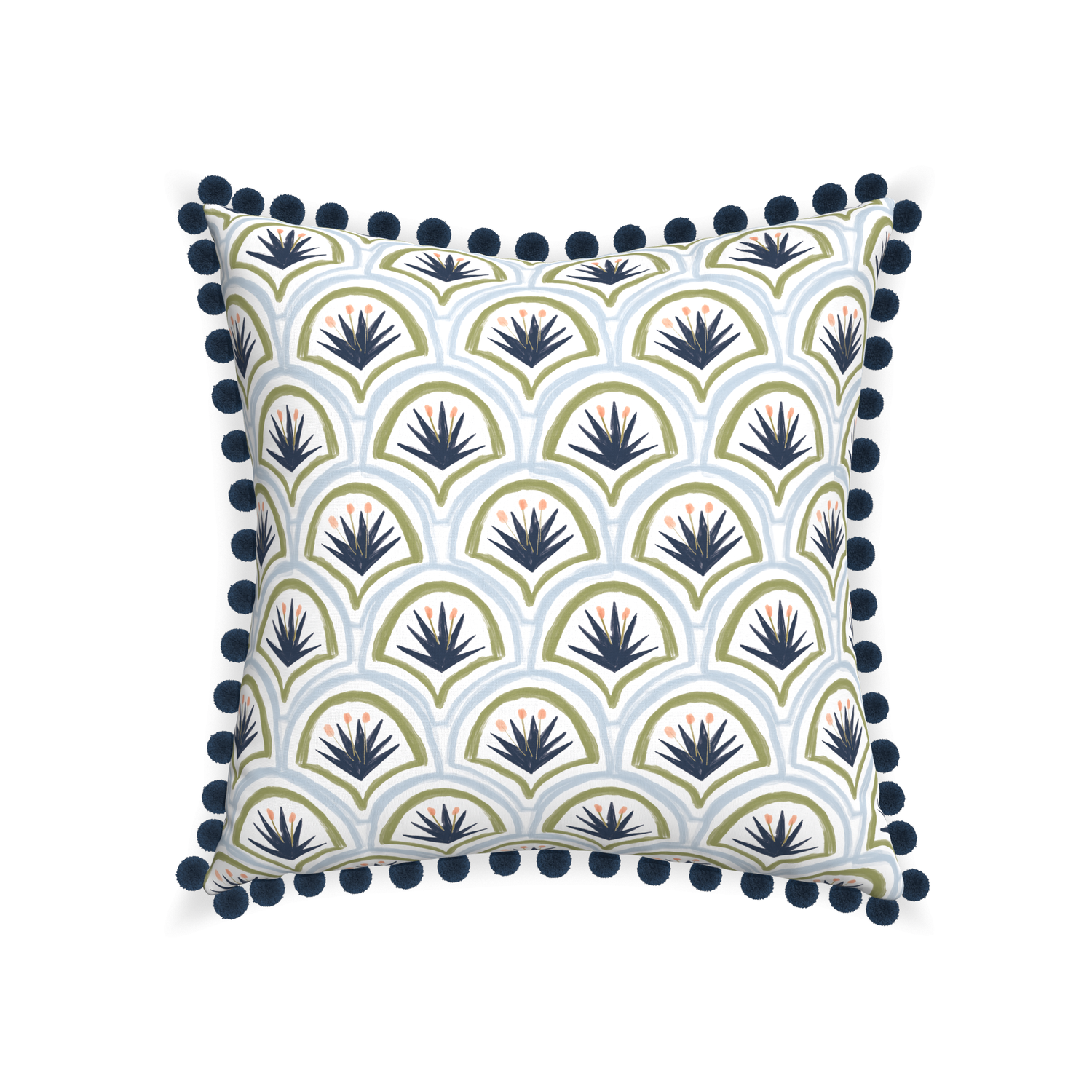 22-square thatcher midnight custom art deco palm patternpillow with c on white background