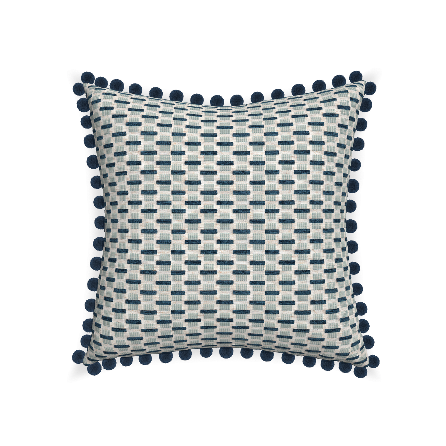 22-square willow amalfi custom blue geometric chenillepillow with c on white background